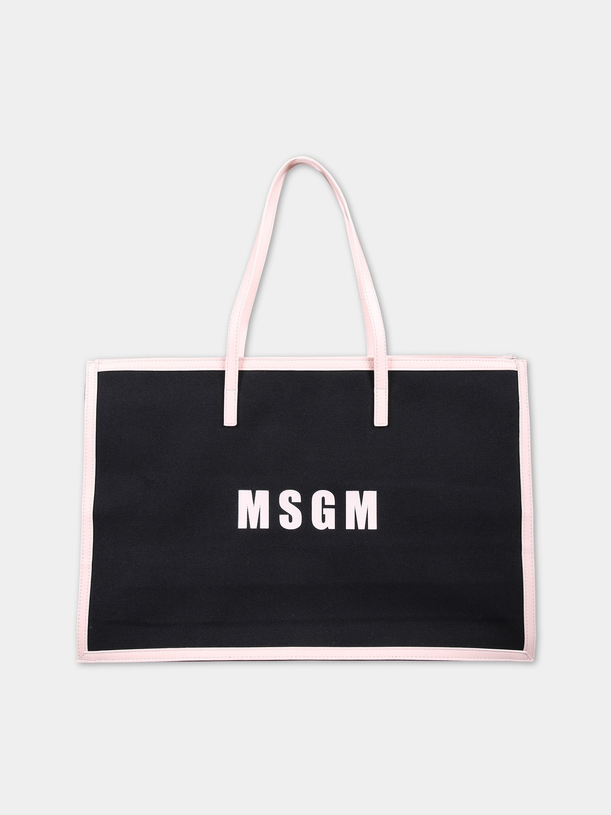 Borsa nera per bambina con logo,Msgm Kids,S4MSJGBA048 110