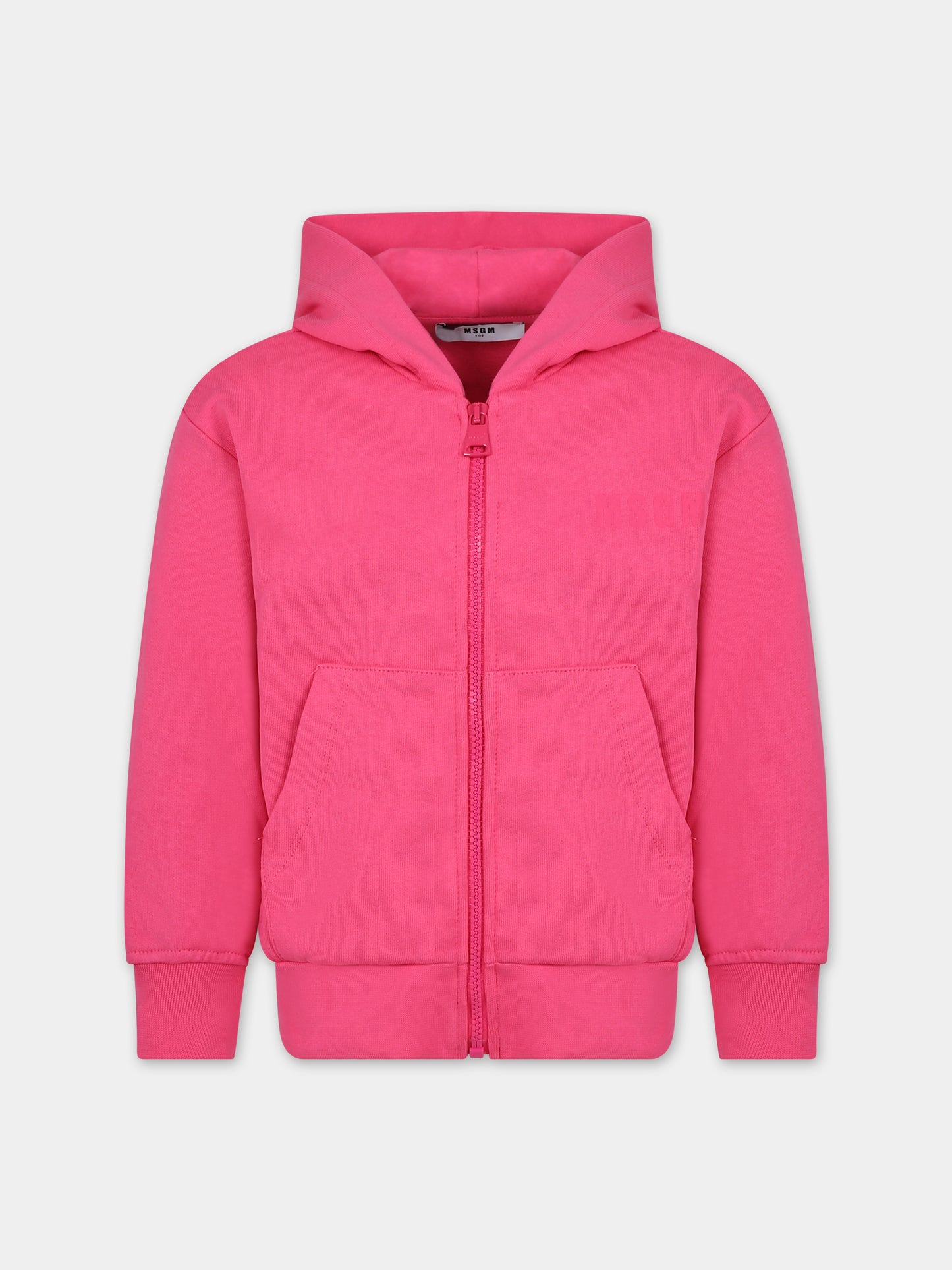 Felpa fucsia per bambina con logo,Msgm Kids,S4MSJUZH015 044