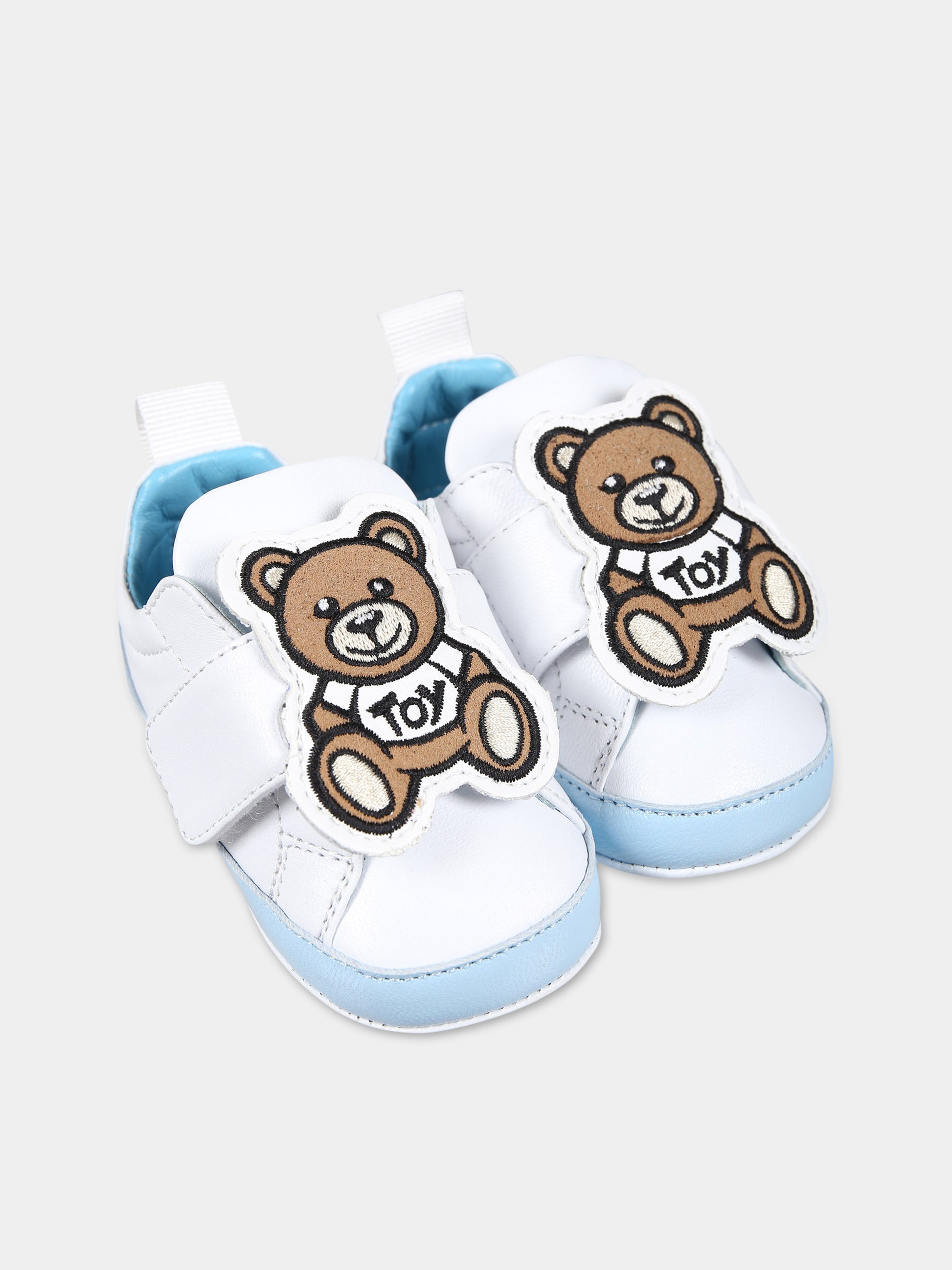 Sneakers bianche per neonato con Teddy Bear,Moschino Kids,77279 2