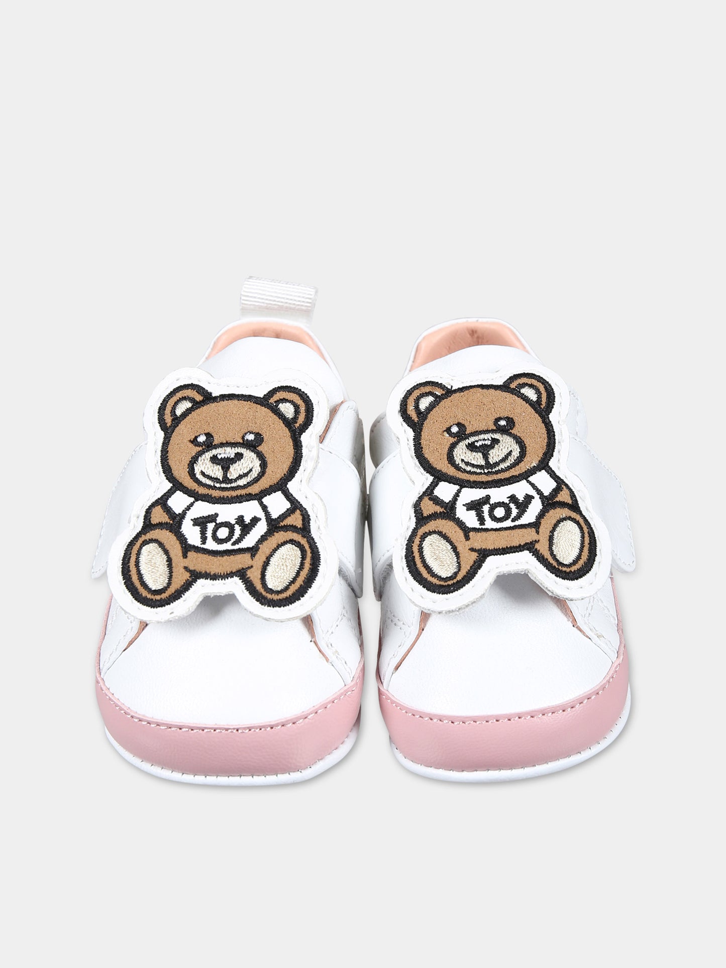 Sneakers bianche per neonata con Teddy Bear,Moschino Kids,77279 1