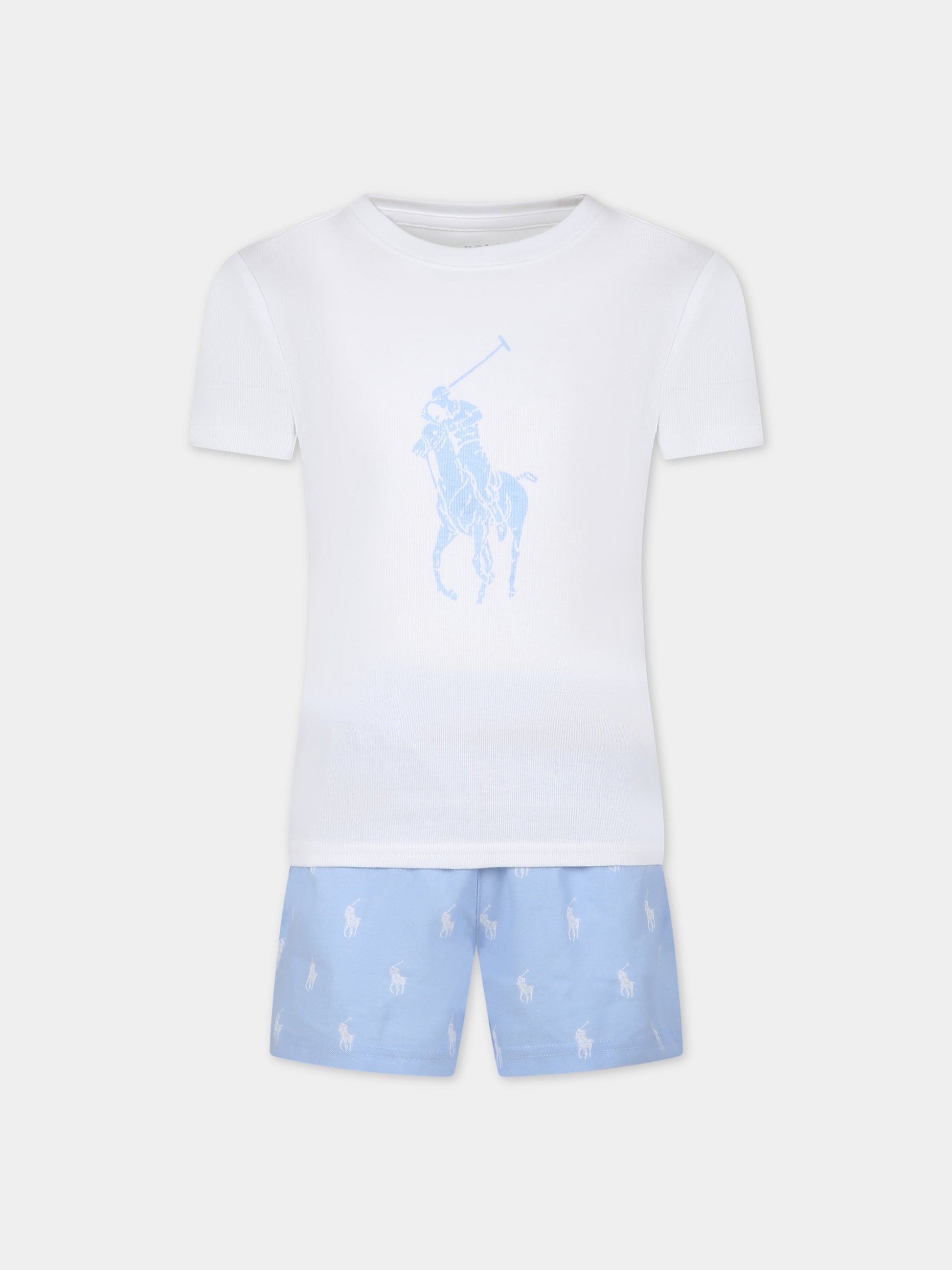 Pigiama celeste per bambino con cavallino,Ralph Lauren Kids,24SMRL3P0146 BCR