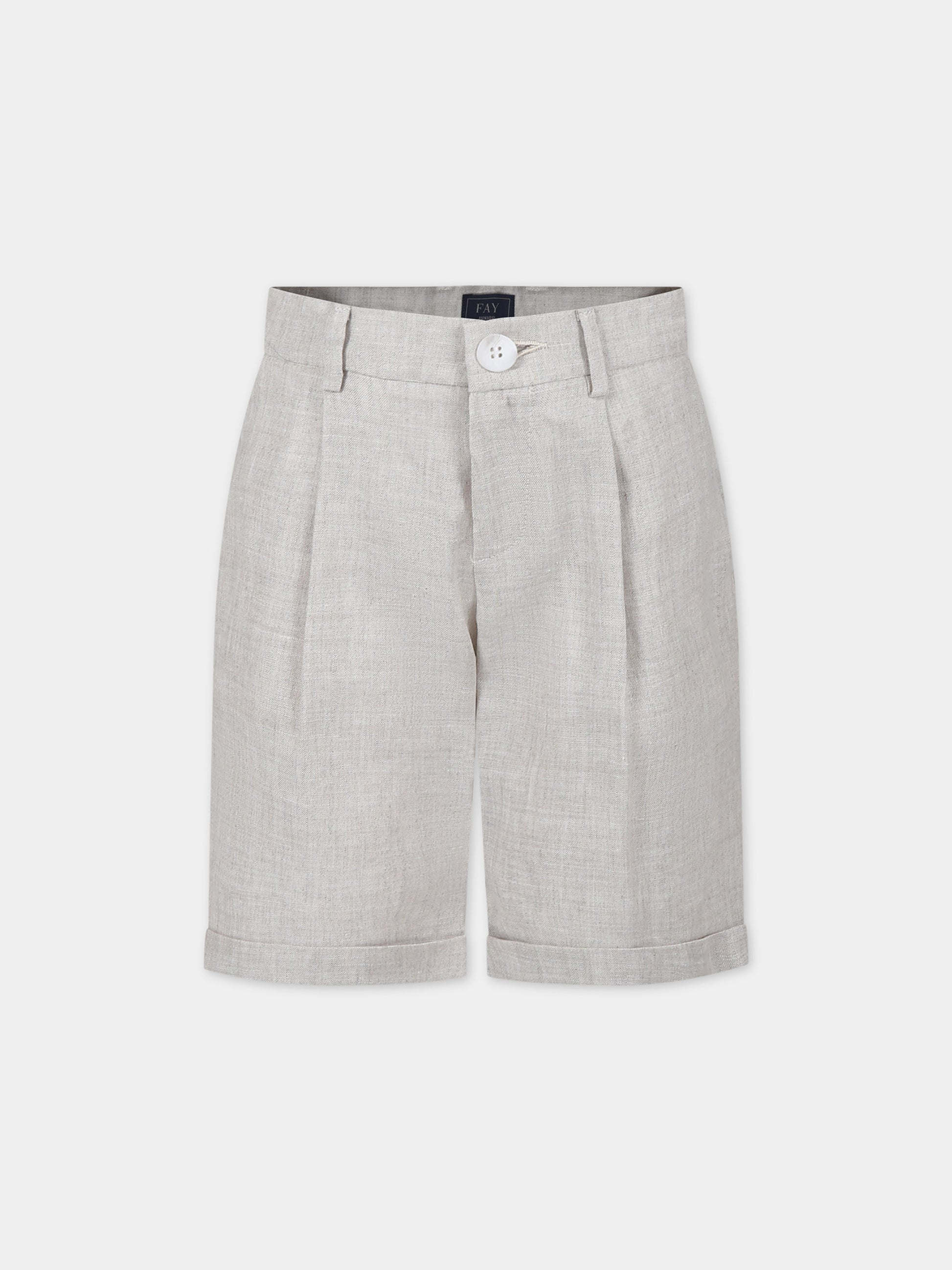 Shorts beige per bambino con logo,Fay Kids,FU6P19 I0215 166