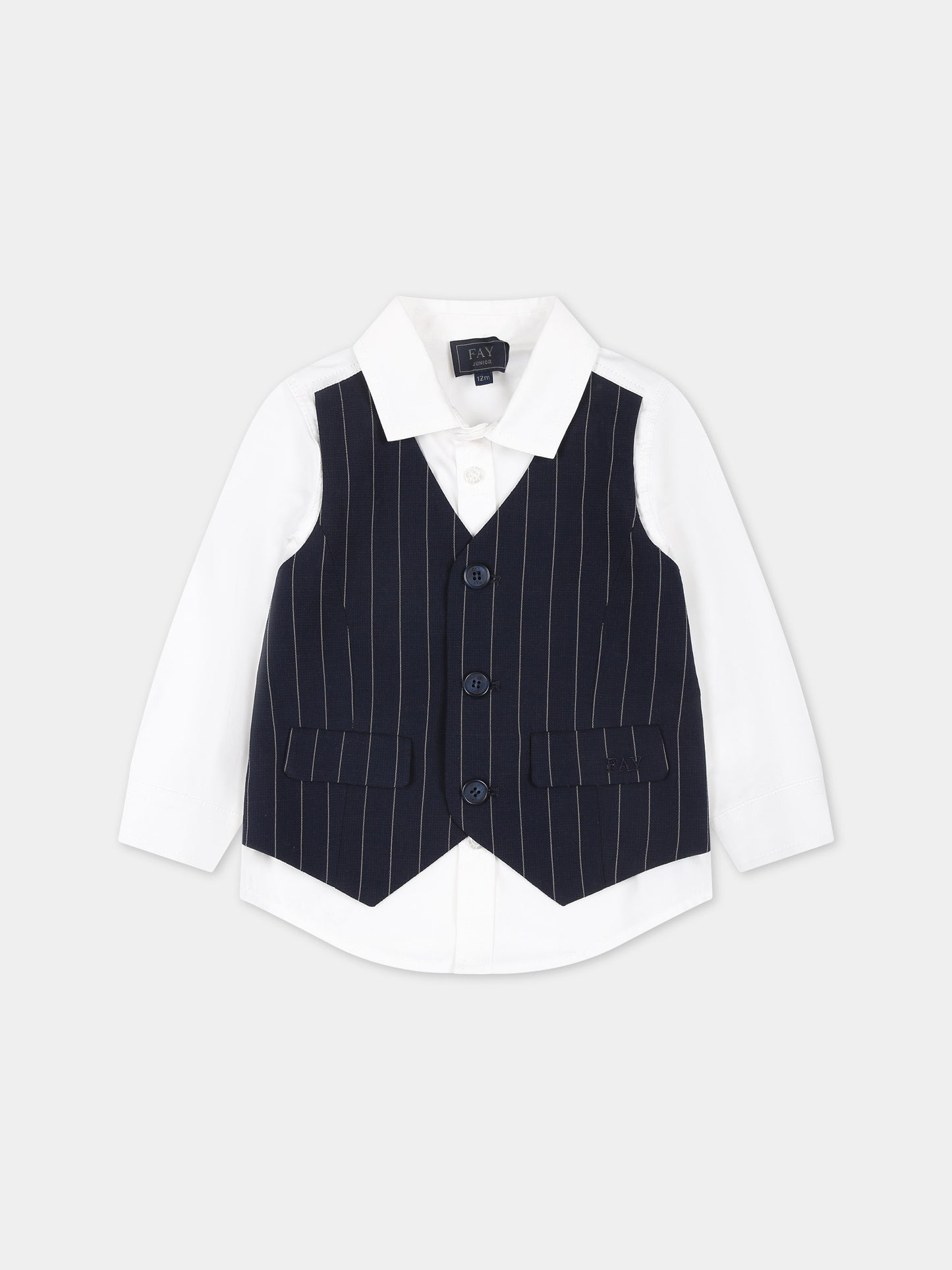 Camicia bianca per neonato con logo,Fay Kids,FU5530 P0013 100