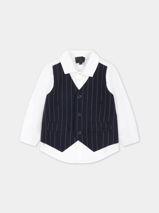 Camicia bianca per neonato con logo,Fay Kids,FU5530 P0013 100