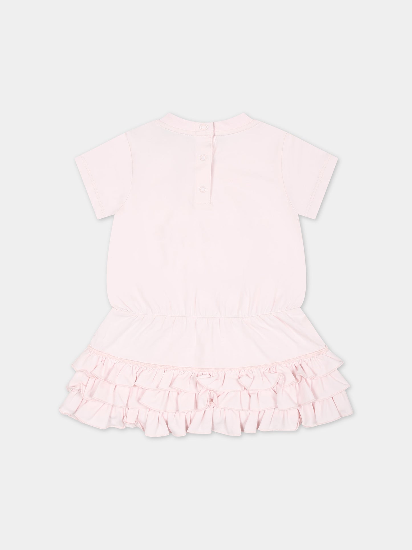 Vestito rosa per neonata con logo,Moncler Kids,951 8I00005 8790N 503