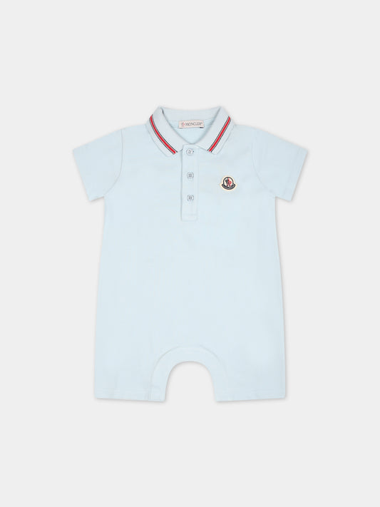 Pagliaccetto celeste per neonato con logo,Moncler Kids,951 8L00011 8496F 70C