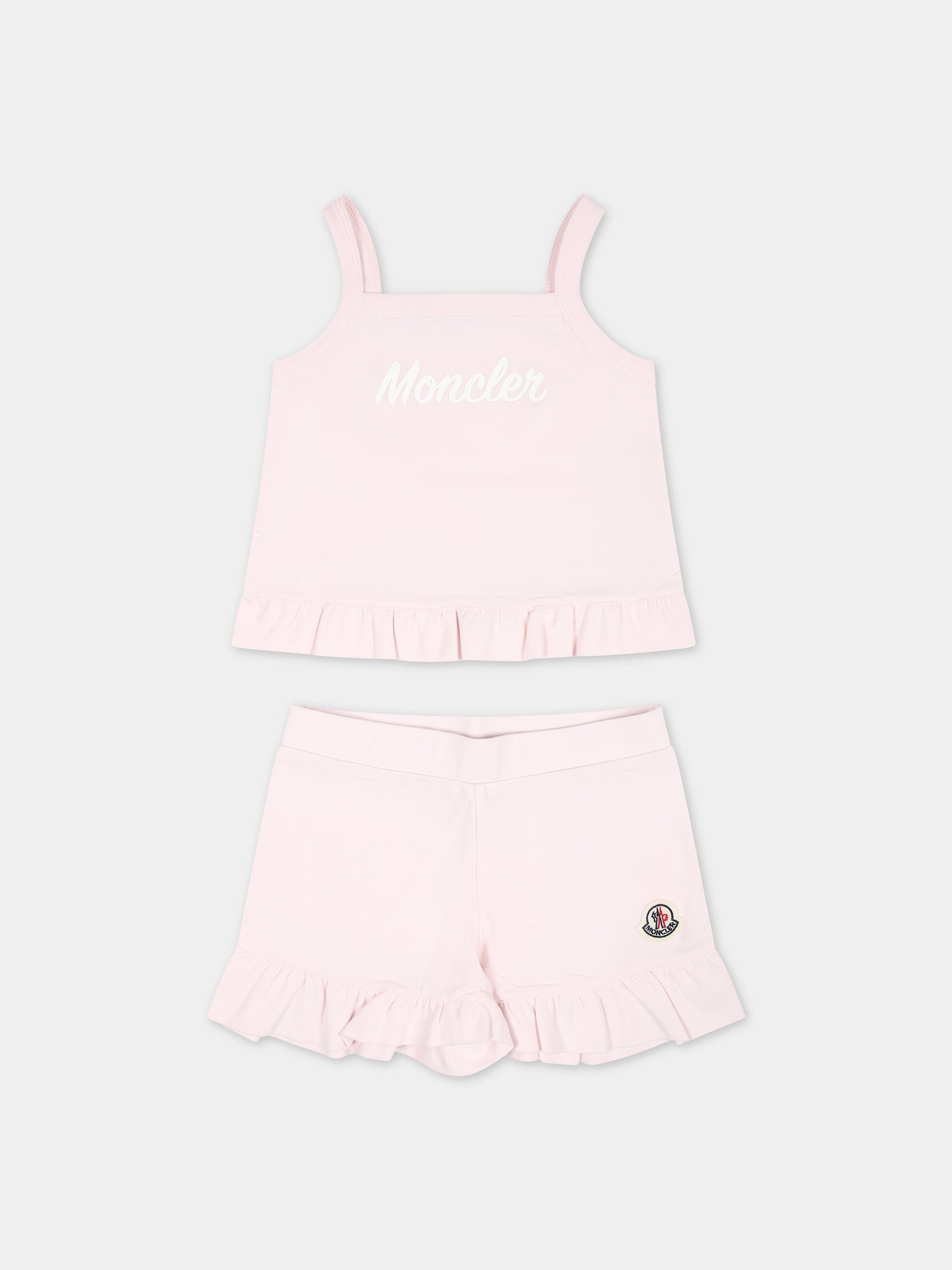 Completo sportivo rosa per neonata con logo,Moncler Kids,951 8M00014 8790N 503