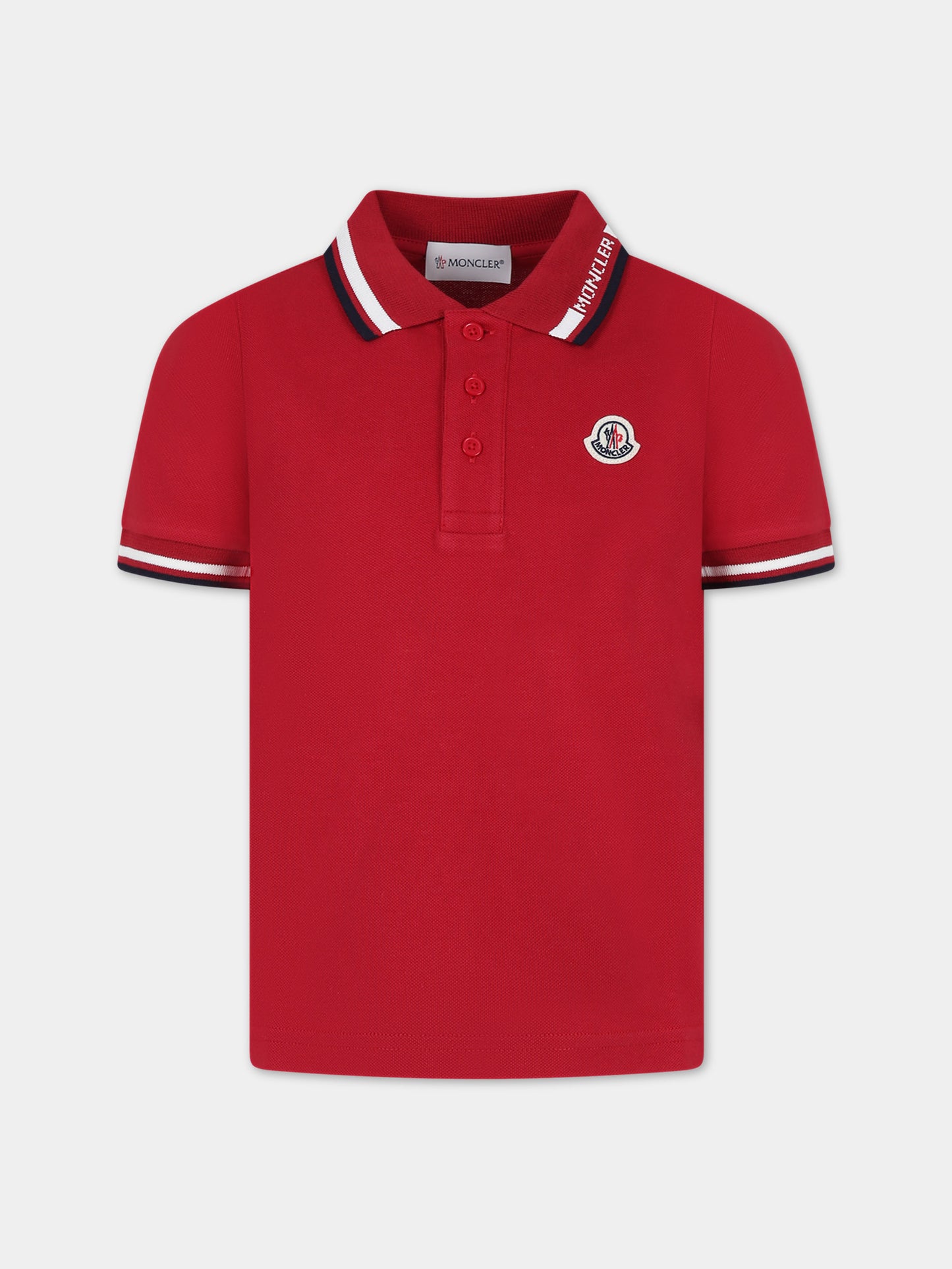 Polo rossa per bambino con logo,Moncler Kids,954 8A00012 8496W 456
