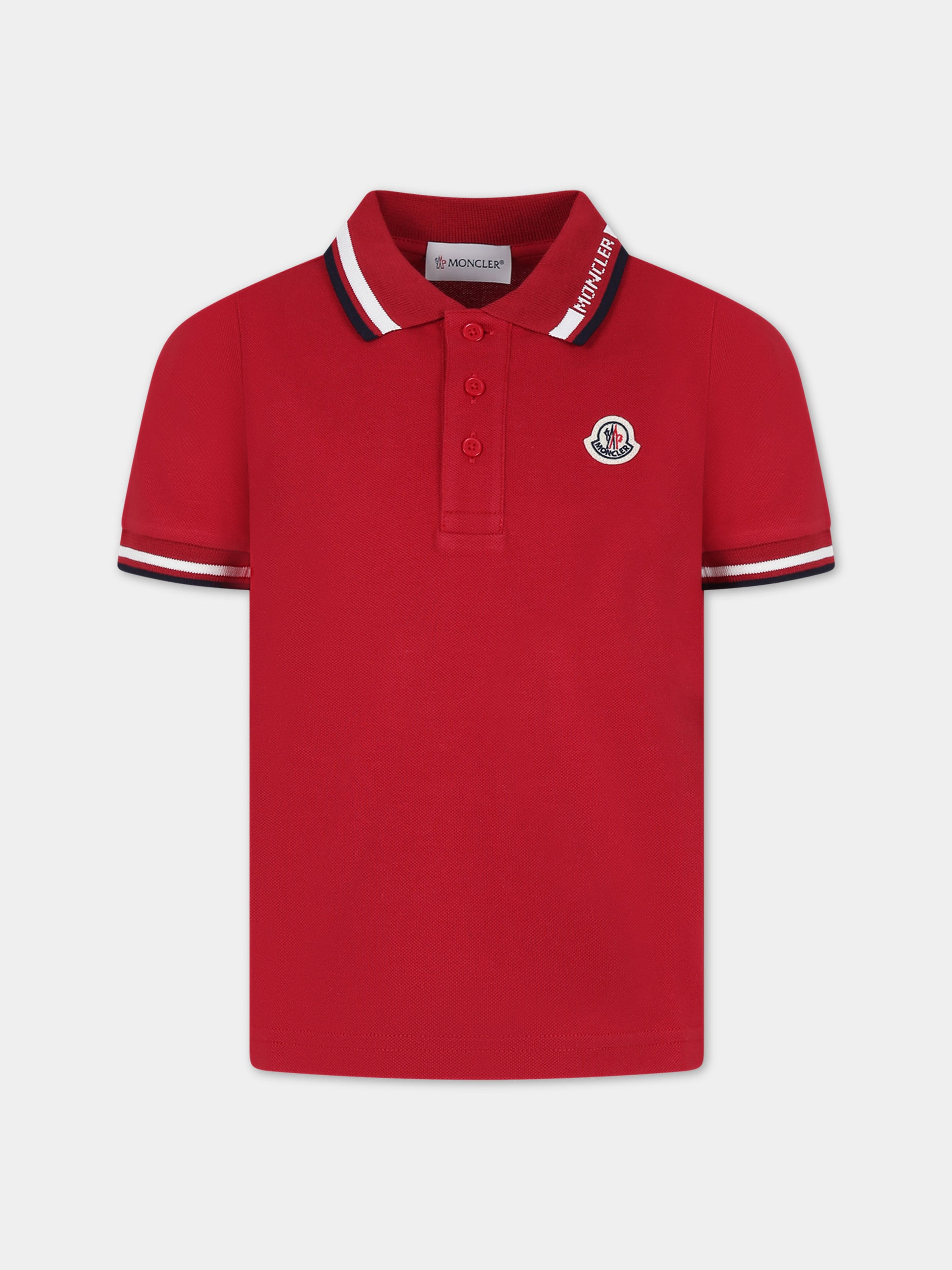 Polo rossa per bambino con logo,Moncler Kids,954 8A00012 8496W 456