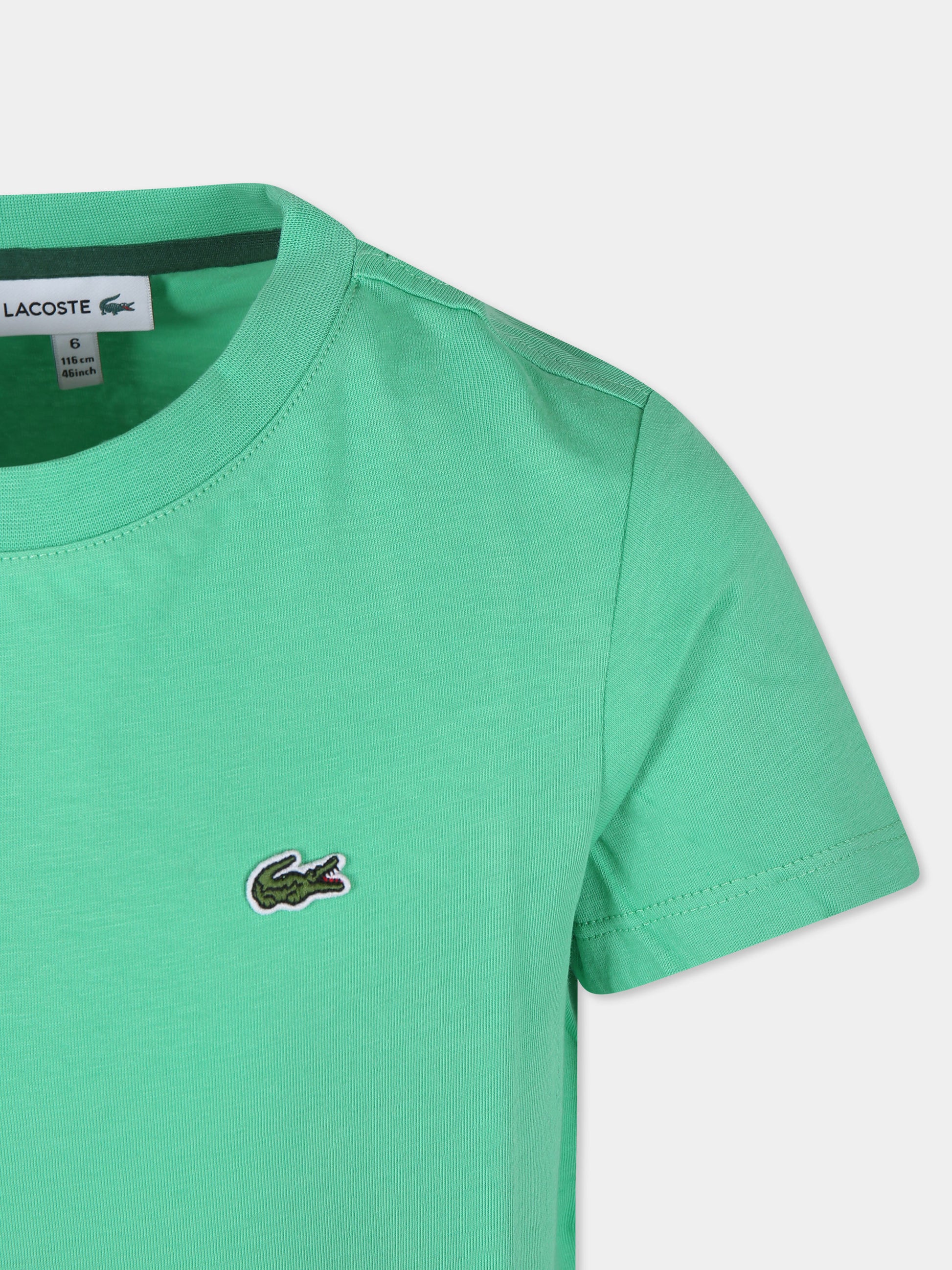 T-shirt verde per bambino con coccodrillo,Lacoste,TJ1122 UYX