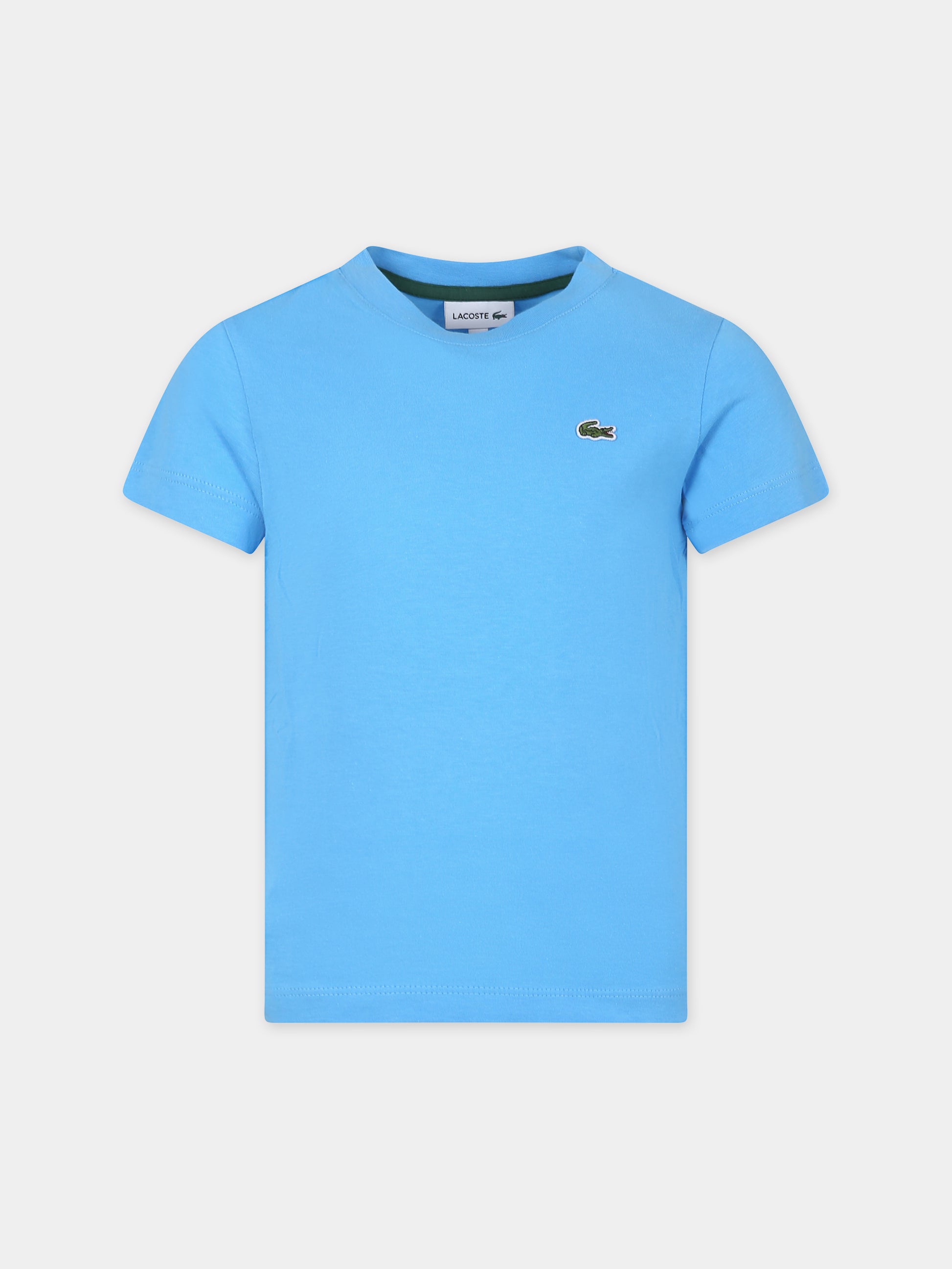 T-shirt azzurra per bambino con coccodrillo,Lacoste,TJ1122 IY3