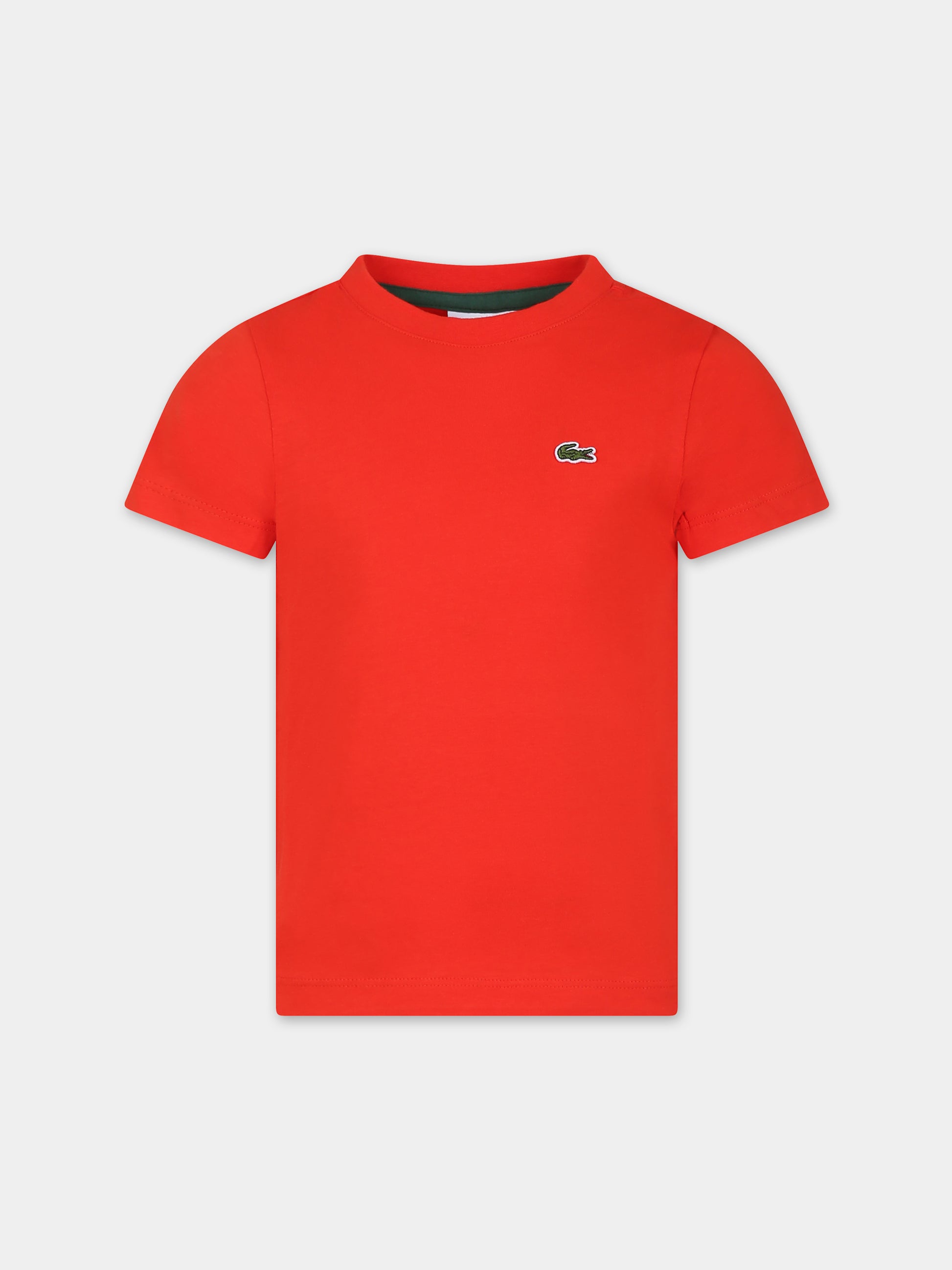 T-shirt rossa per bambino con coccodrillo,Lacoste,TJ1122 F8M