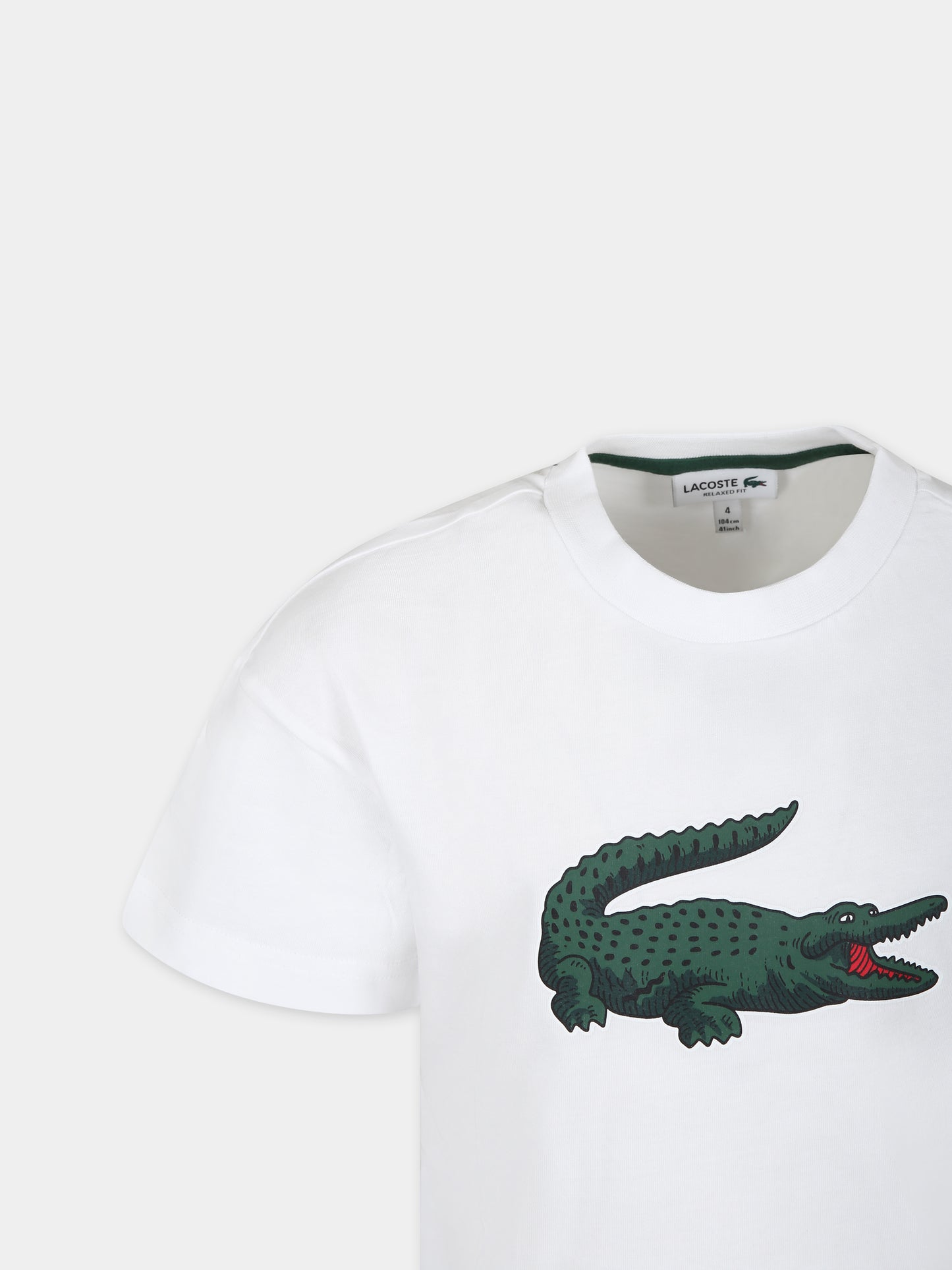 T-shirt bianca per bambino con stampa coccodrillo,Lacoste,TJ1207 001