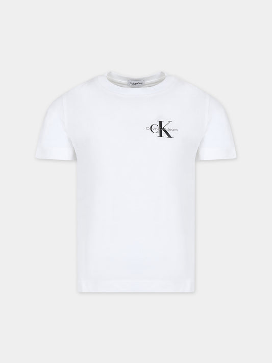 T-shirt bianca per bambino con logo,Calvin Klein Kids,24SMCKIB0IB01231 YAF