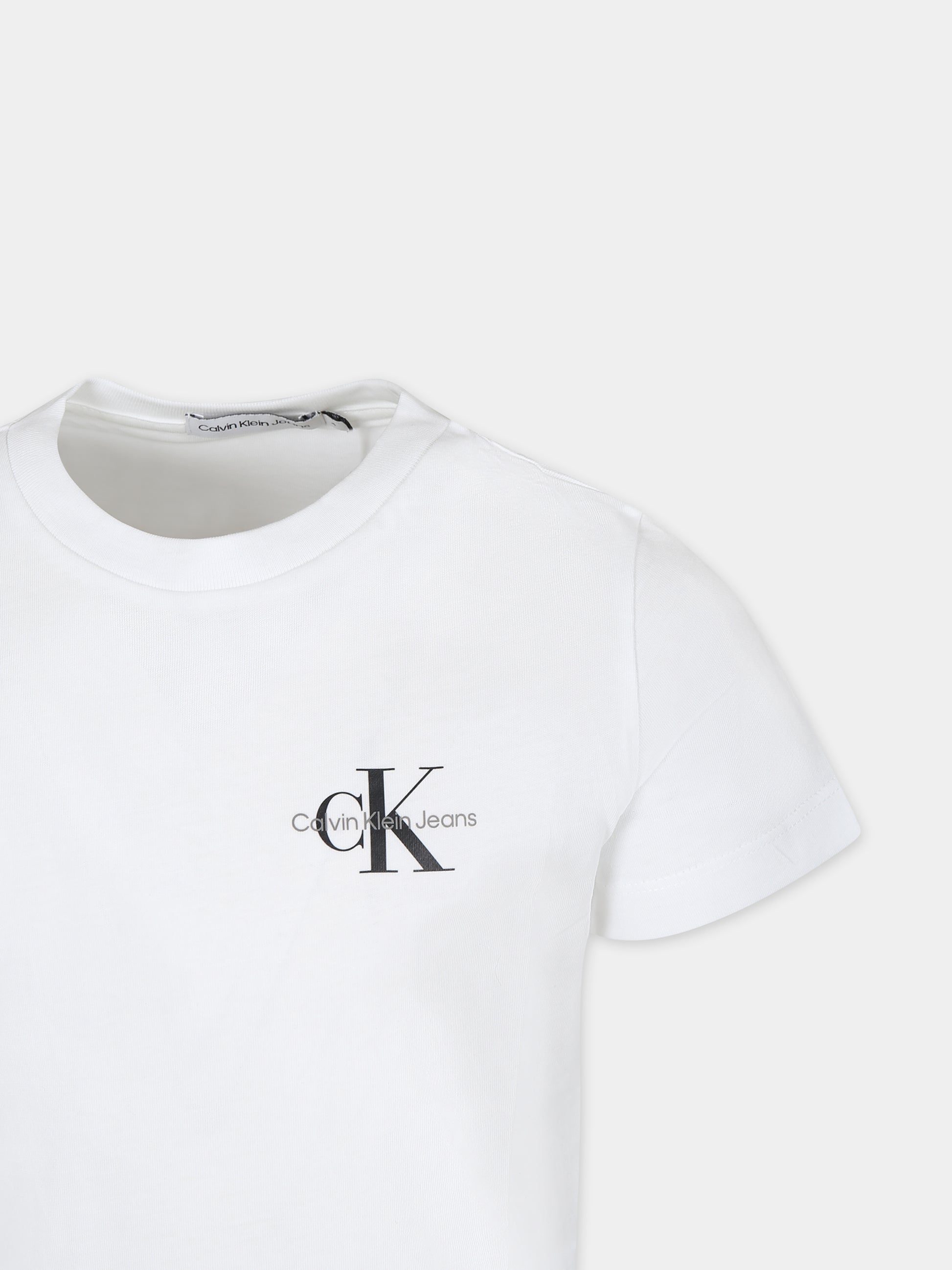 T-shirt bianca per bambino con logo,Calvin Klein Kids,24SMCKIB0IB01231 YAF