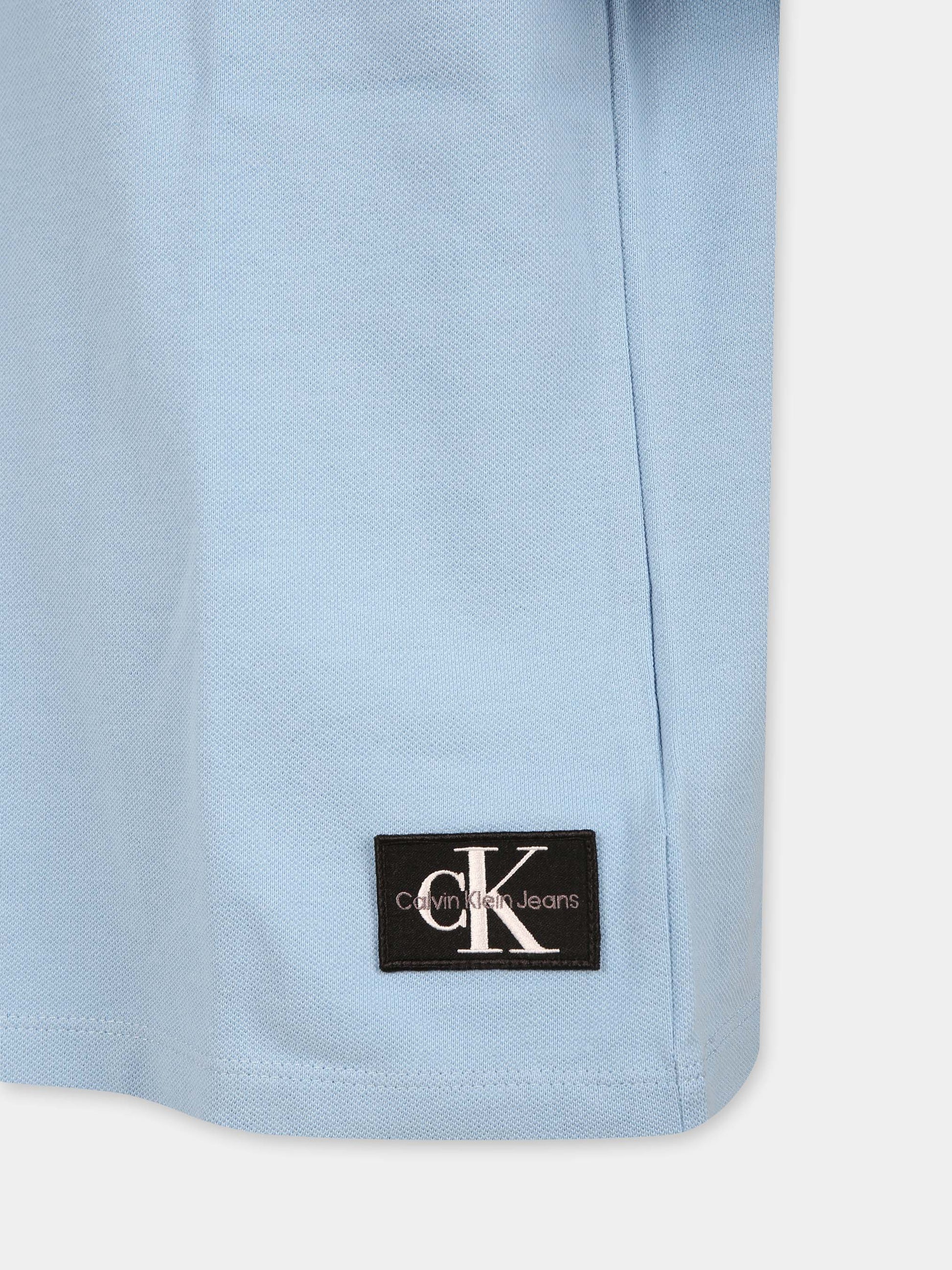 T-shirt celeste per bambino con logo,Calvin Klein Kids,24SMCKIB0IB02029J CEZ