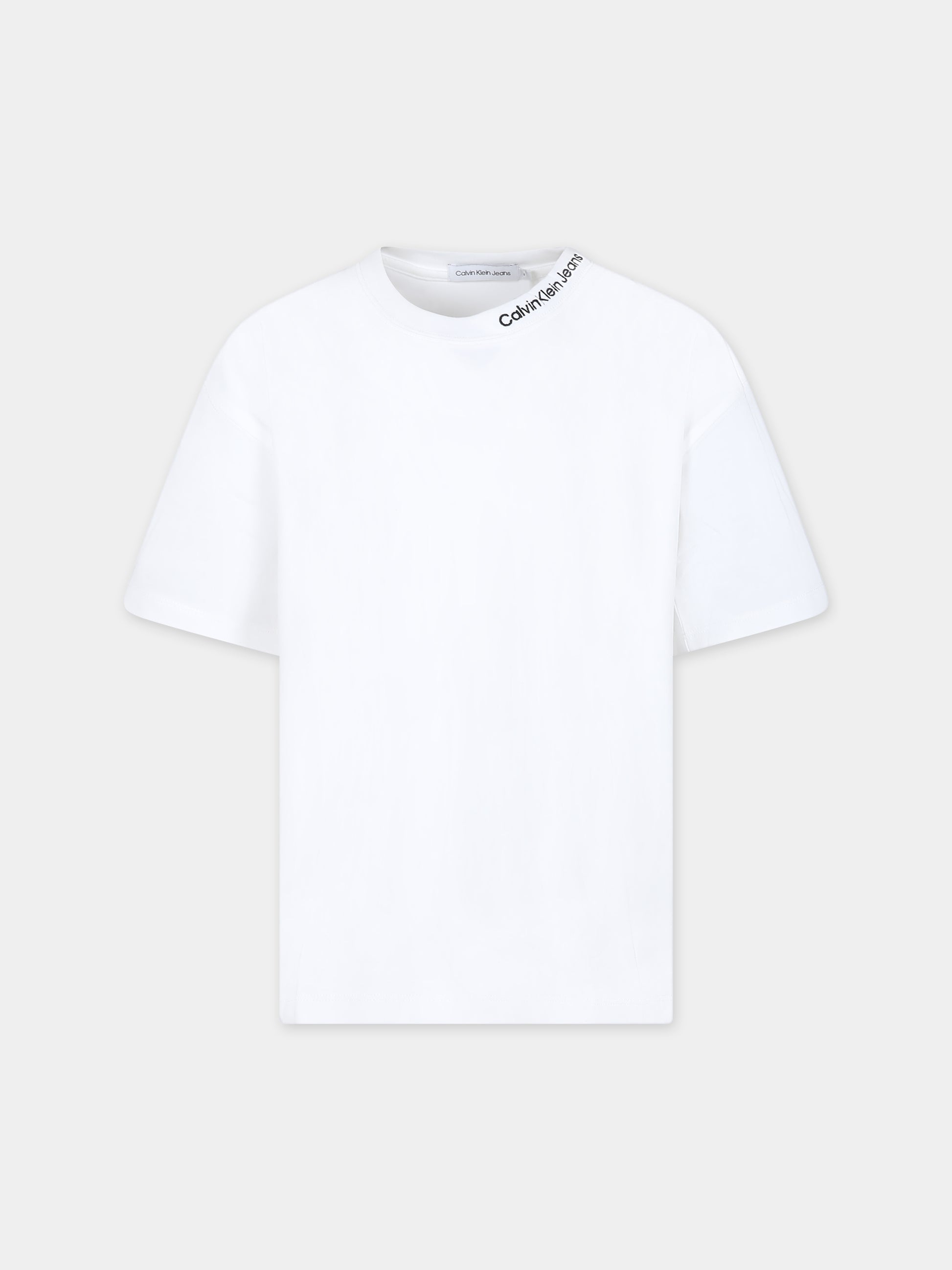T-shirt bianca per bambino con logo,Calvin Klein Kids,24SMCKIB0IB02032 YAF