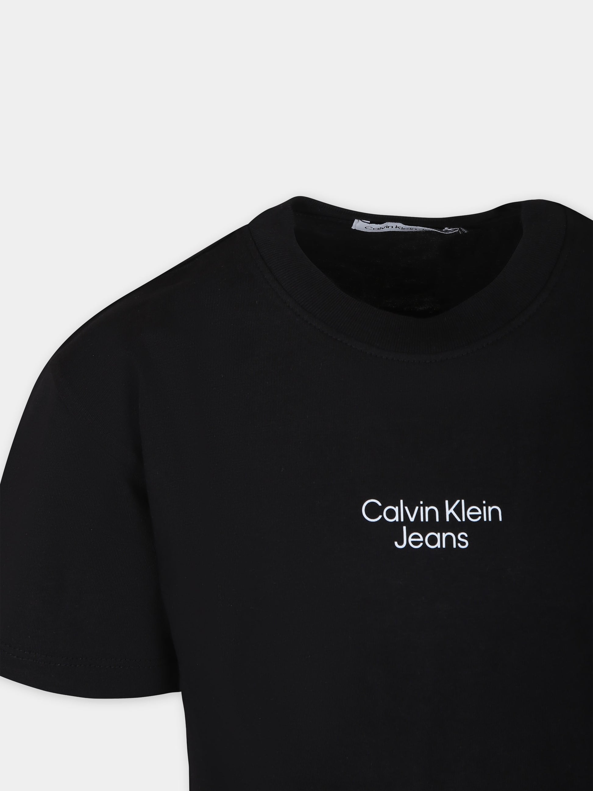 T-shirt nera per bambino con logo,Calvin Klein Kids,24SMCKIB0IB02034 BEH
