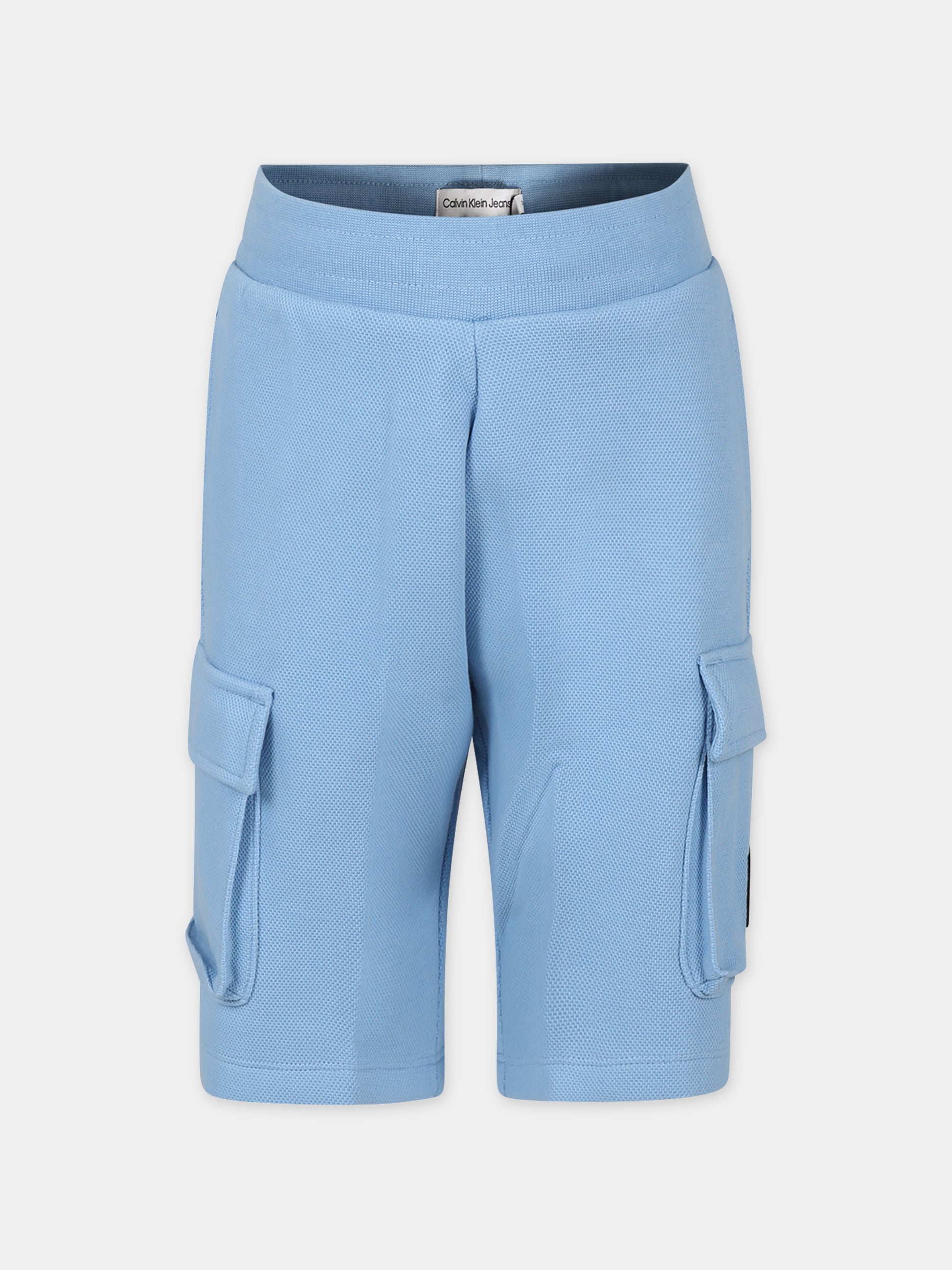 Shorts celesti per bambino con logo,Calvin Klein Kids,24SMCKIB0IB02066J CEZ