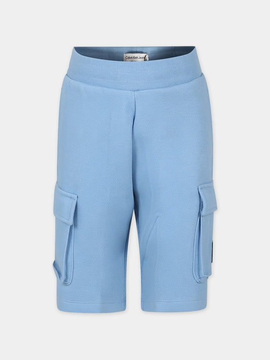 Shorts celesti per bambino con logo,Calvin Klein Kids,24SMCKIB0IB02066J CEZ