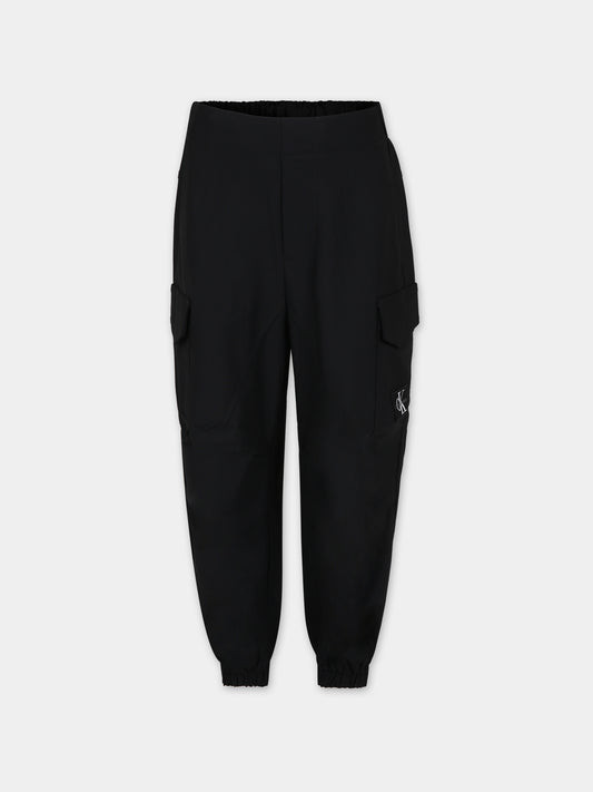 Pantalone casual nero con logo,Calvin Klein Kids,24SMCKIB0IB02079 BEH