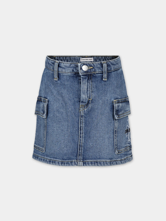 Gonna casual in denim per bambina,Calvin Klein Kids,24SMCKIG0IG02385 1A4