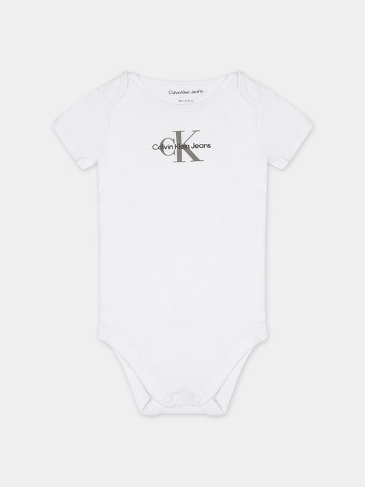 Body bianco per neonata con logo,Calvin Klein Kids,24SMCKIN0IN00014 YAF
