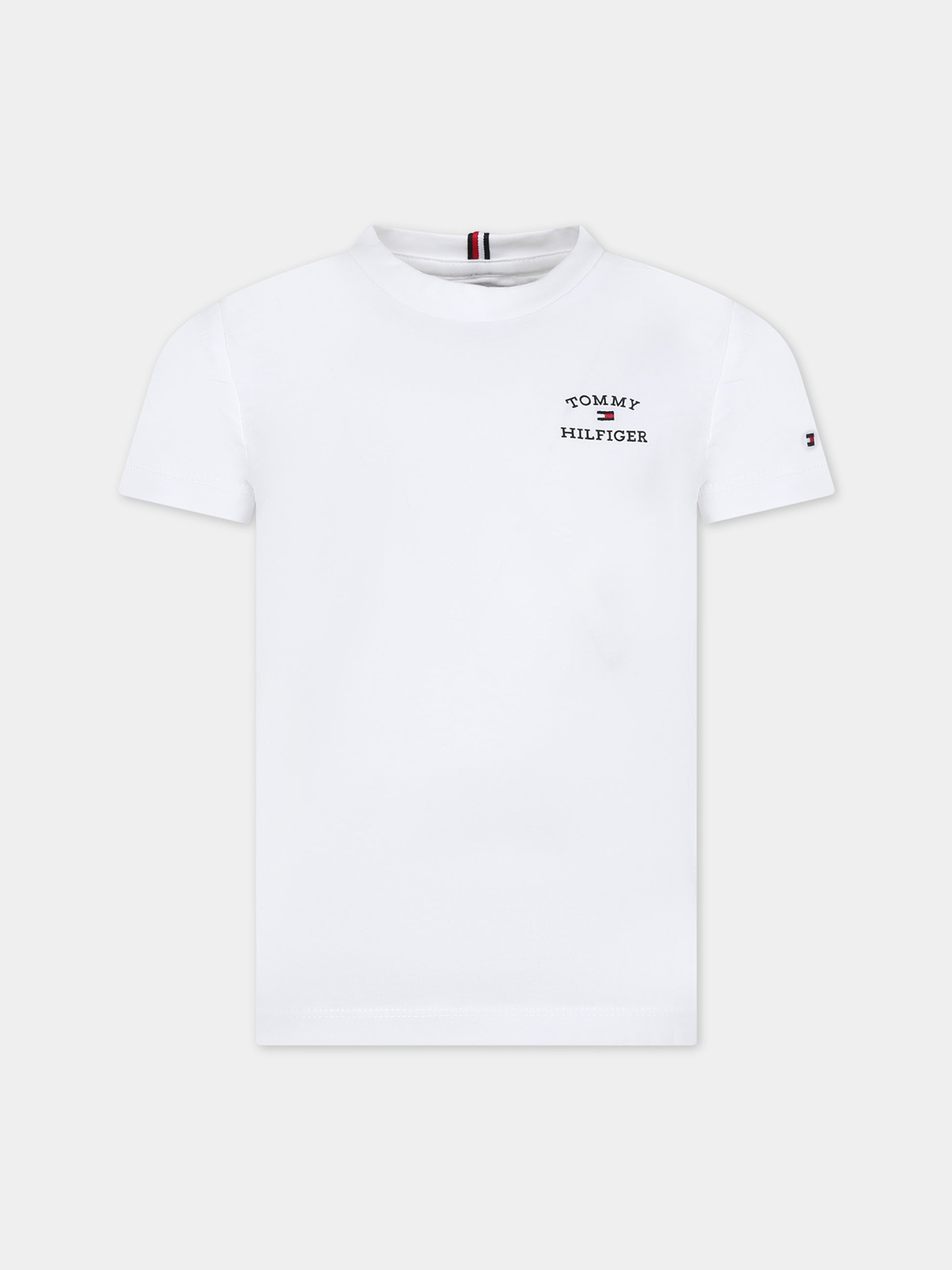 T-shirt bianca per bambino con logo,Tommy Hilfiger Junior,24SMTHKB0KB08807 YBR