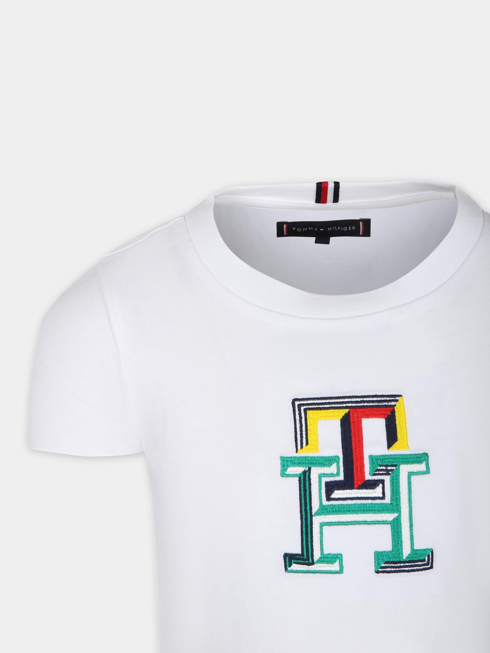 T-shirt bianca per bambino con logo,Tommy Hilfiger Junior,24SMTHKB0KB08813 YBR