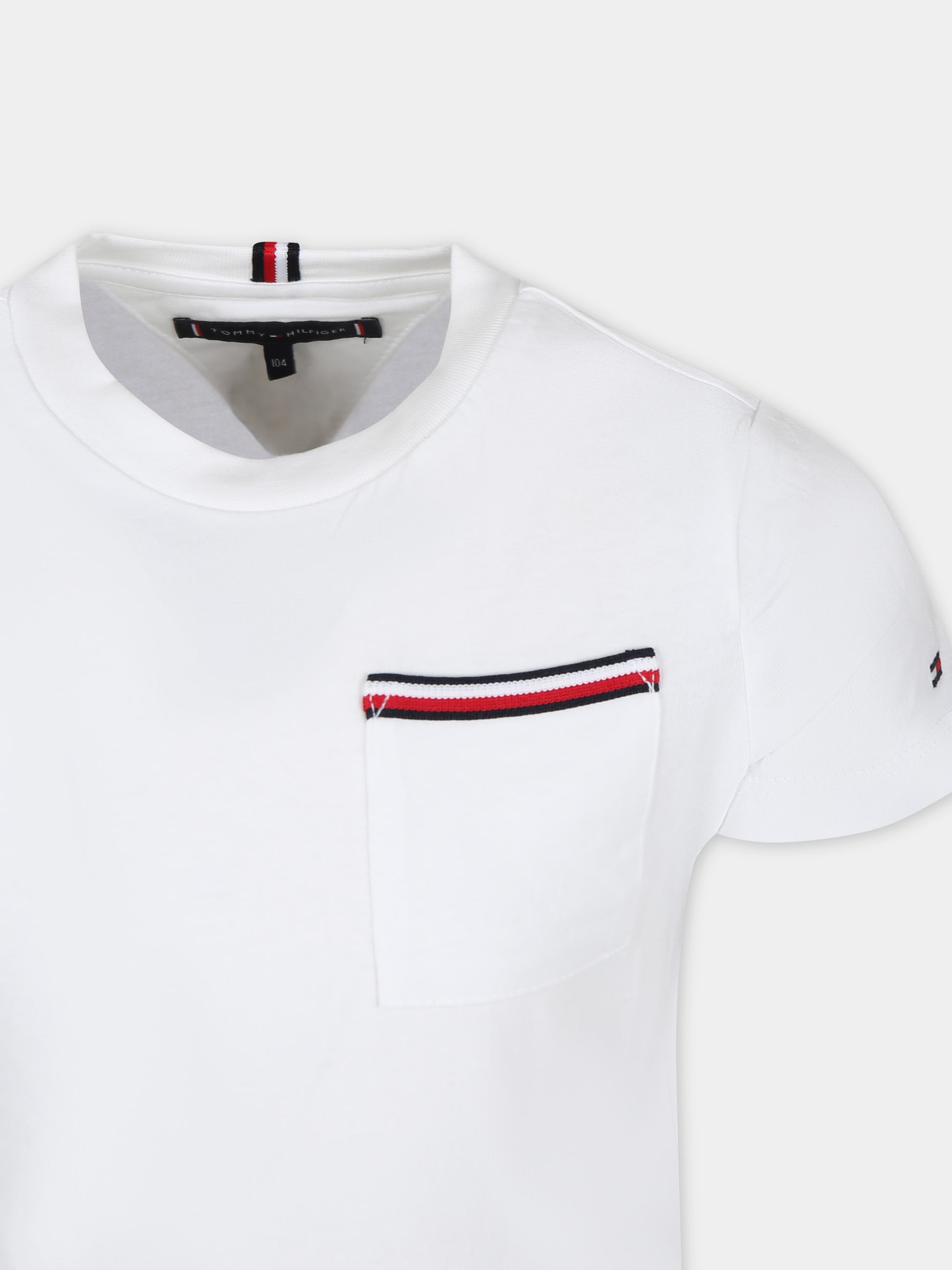 T-shirt bianca per bambino con logo,Tommy Hilfiger Junior,24SMTHKB0KB08817 YBR