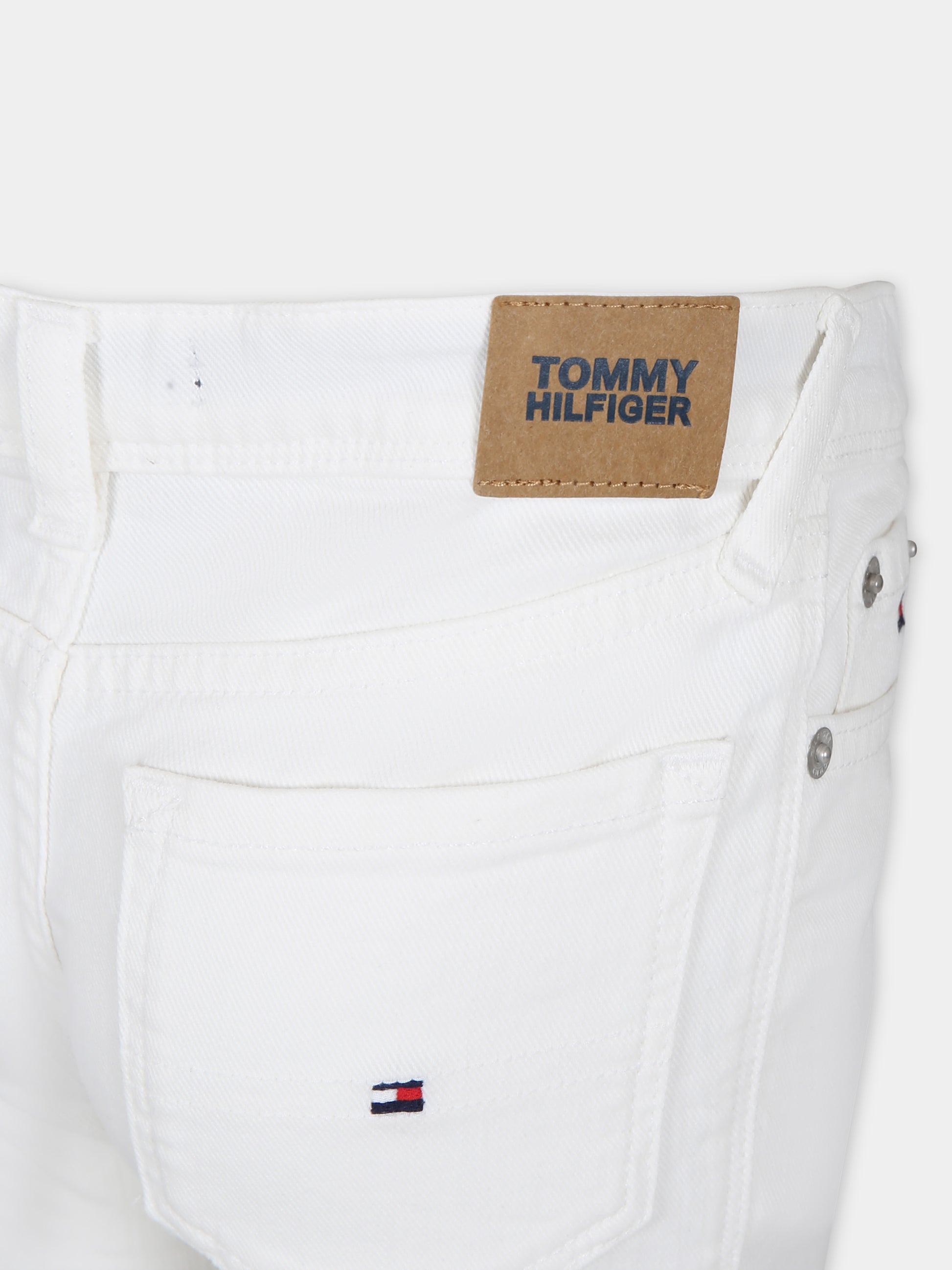 Pantaloni casual bianchi per bambino,Tommy Hilfiger Junior,24SMTHKB0KB08909 YBR