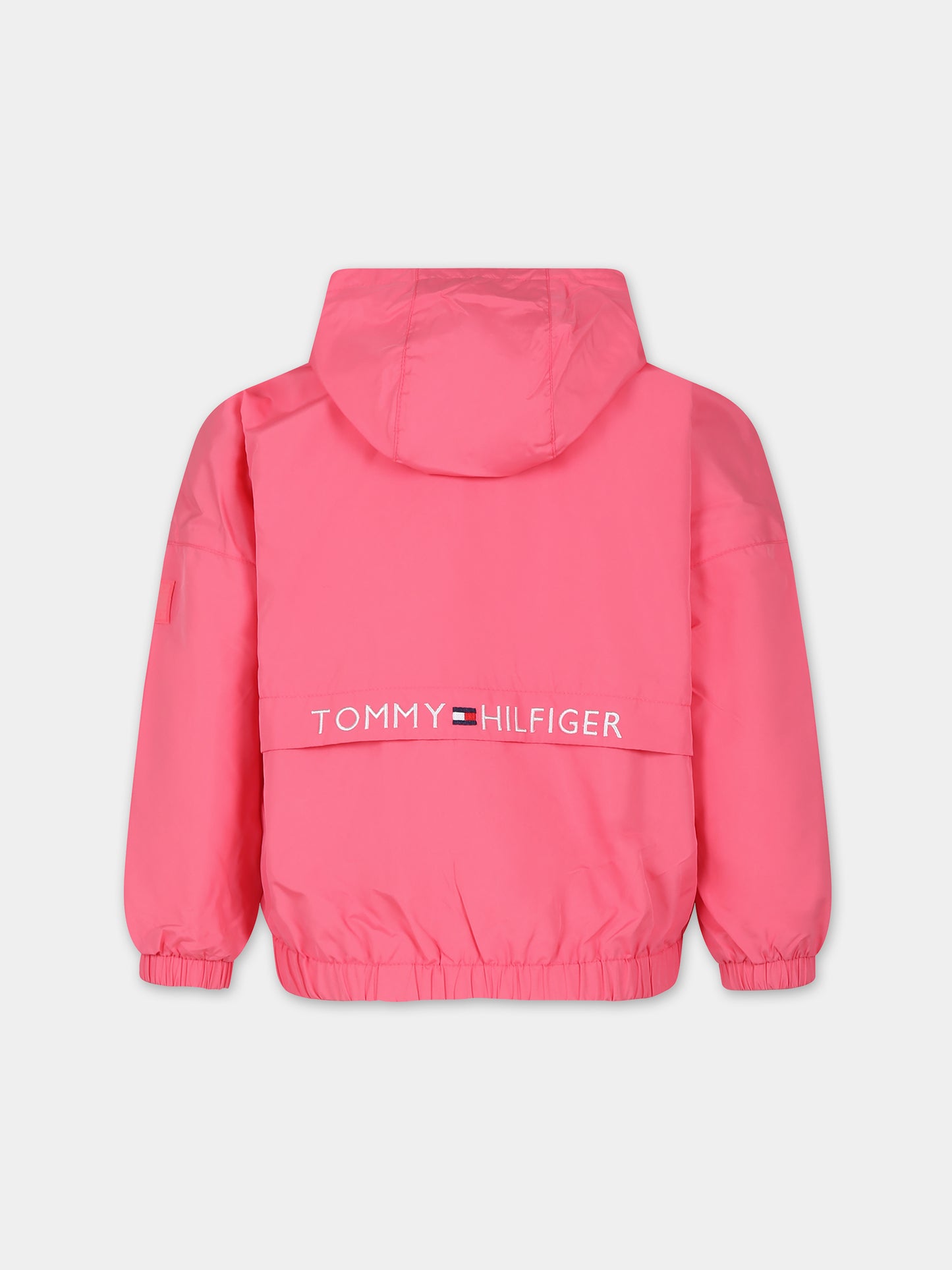 Giacca a vento fucsia per bambina con ricamo,Tommy Hilfiger Junior,24SMTHKG0KG07797 TIK