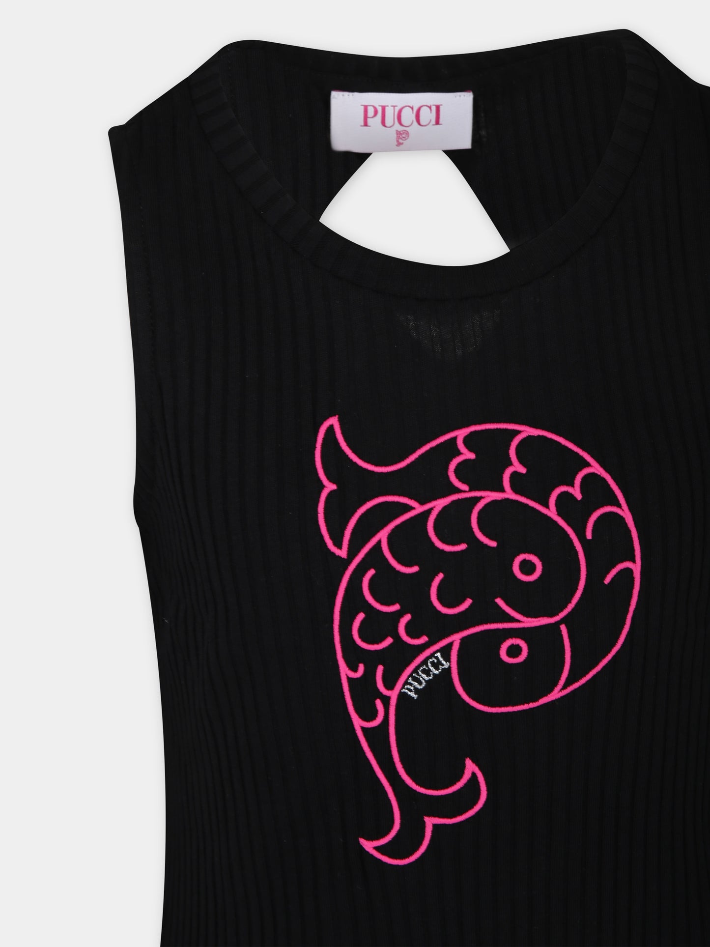 Canotta nera per bambina con logo,Emilio Pucci Junior,PU8C02 Z2216 930