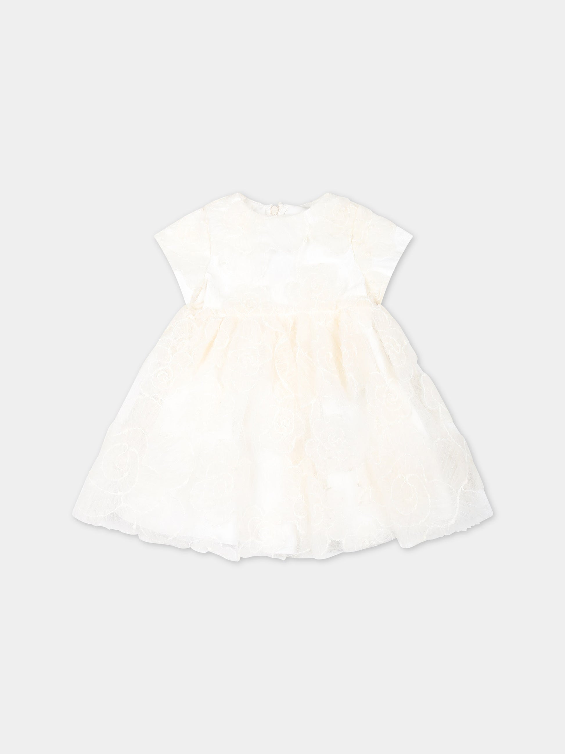 Vestito avorio per neonata con fiori,Simonetta,SU1171 U0146 104
