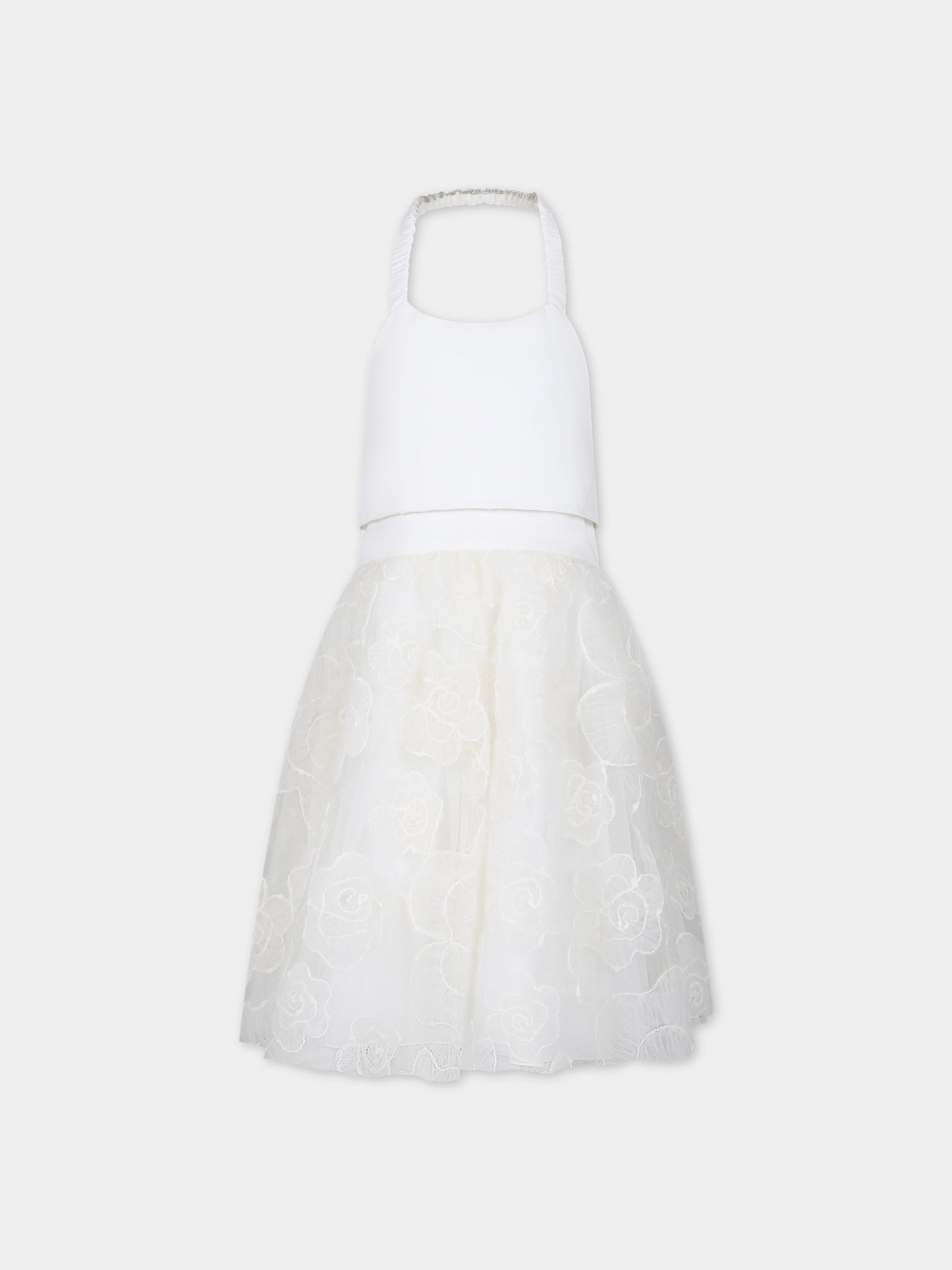 Vestito avorio per bambina con fiori,Simonetta,SU1D02 S0177 104