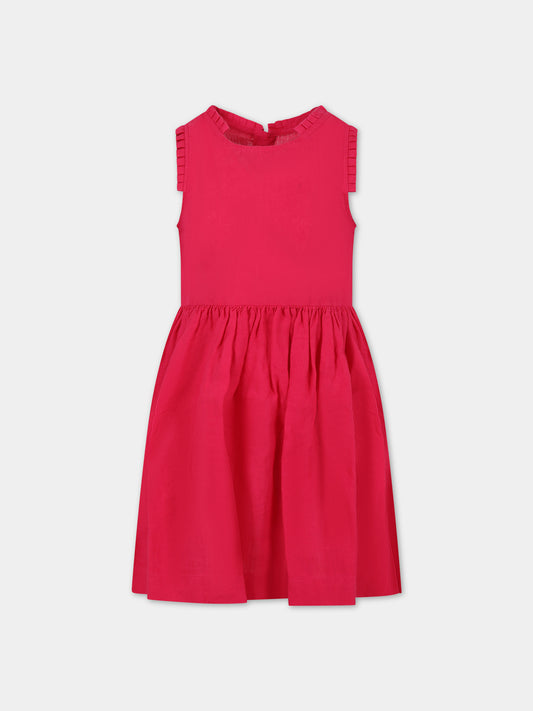 Vestito fucsia per bambina con rouches,Petit Bateau,A09SB 01 DELHI