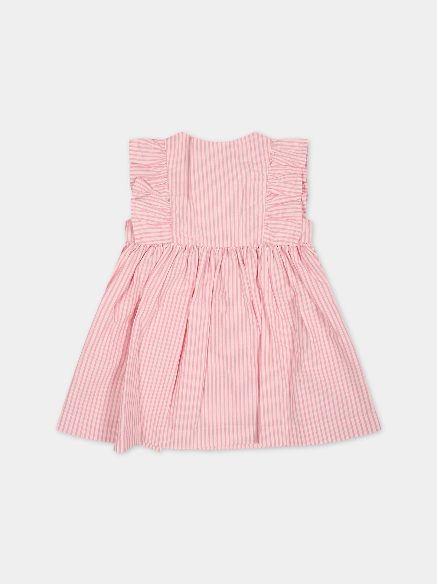 Vestito rosa per neonata con righe,Petit Bateau,A0AGQ 01 SALINE/SHOCKING