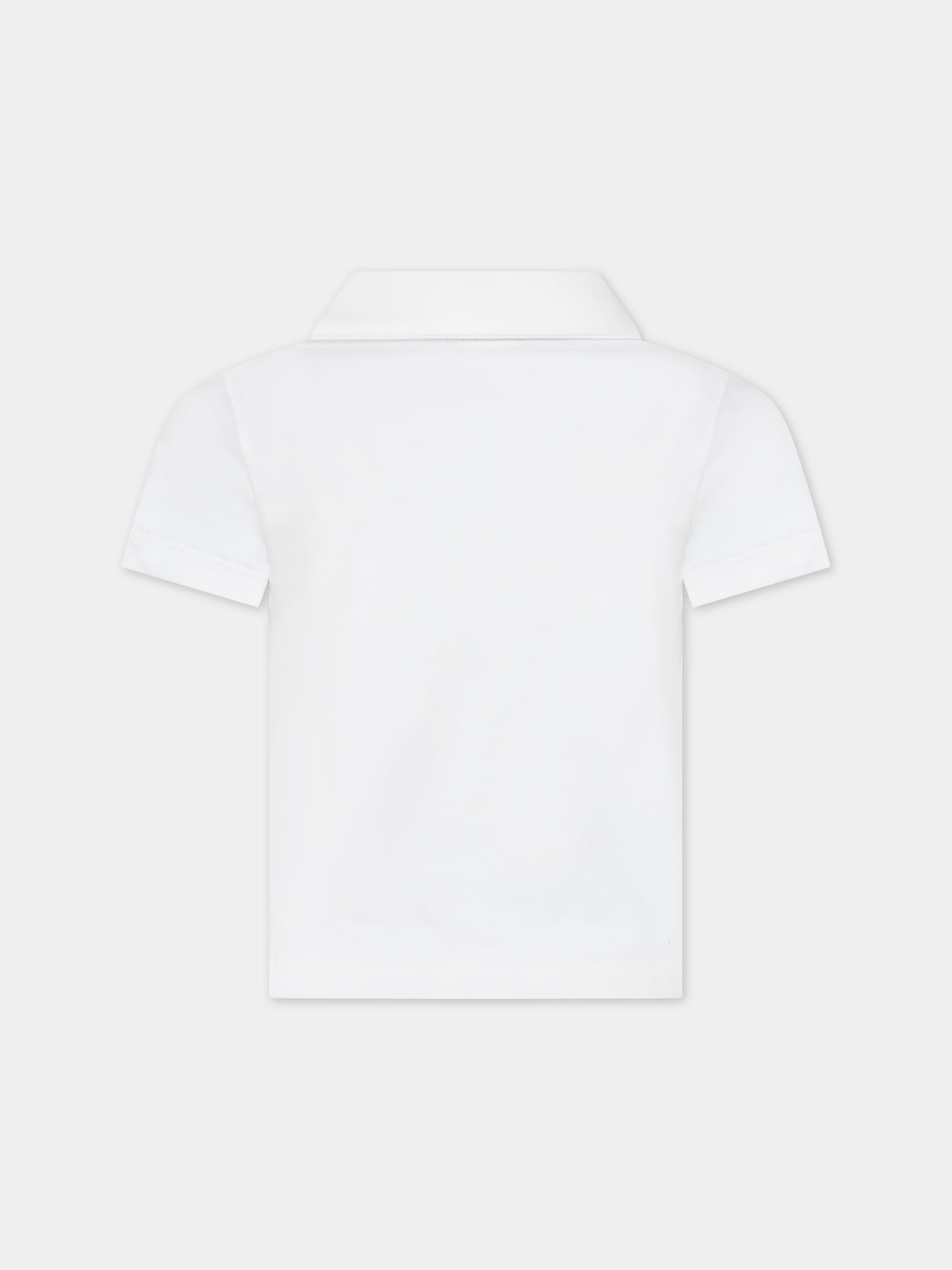 Polo bianca per bambino con logo,Petit Bateau,A0A1V 01 MARSHMALLOW