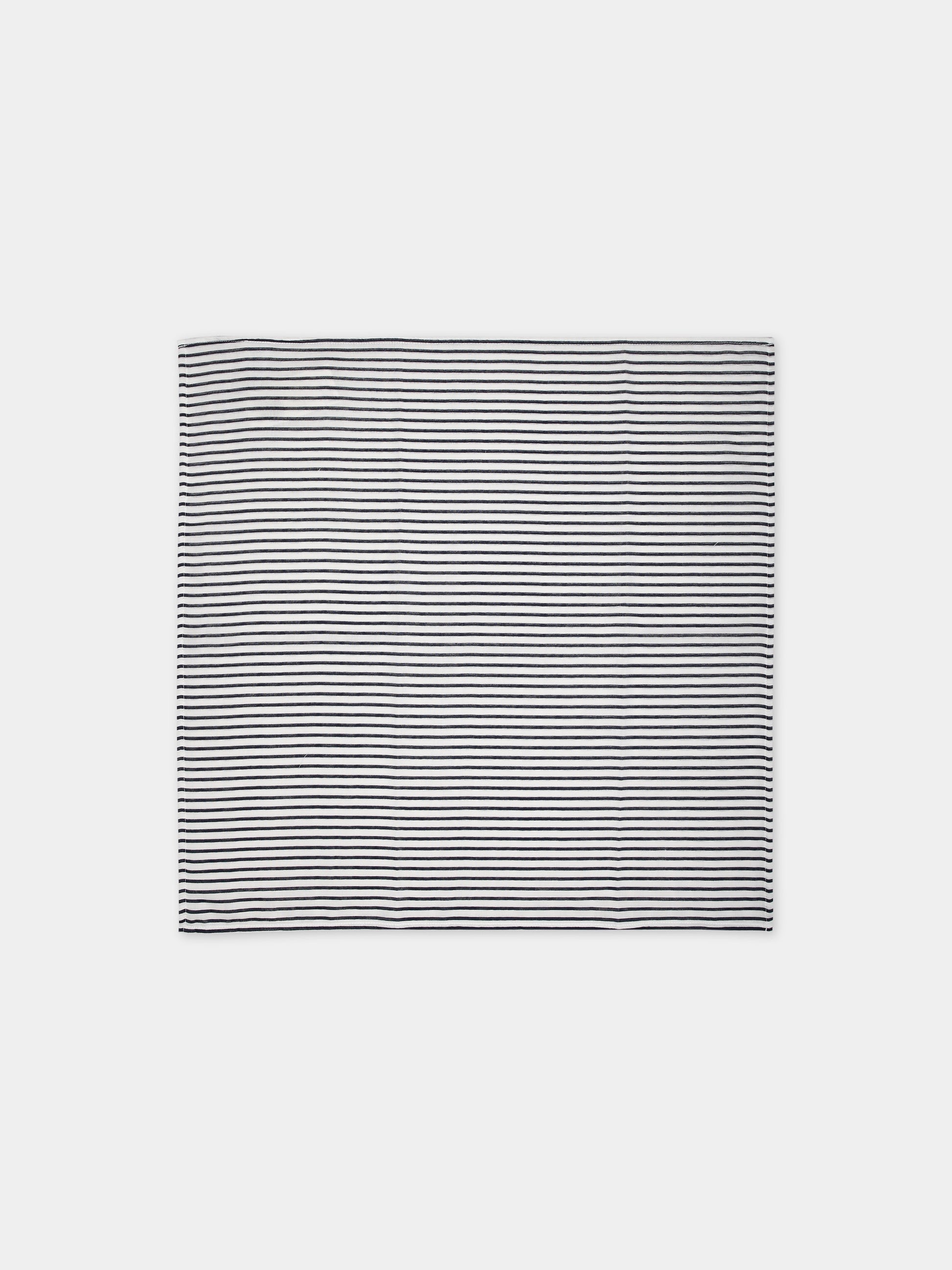 Coperta bianca per neonato a righe,Petit Bateau,A09Z4 01 MARSHMALLOW/SMOKING