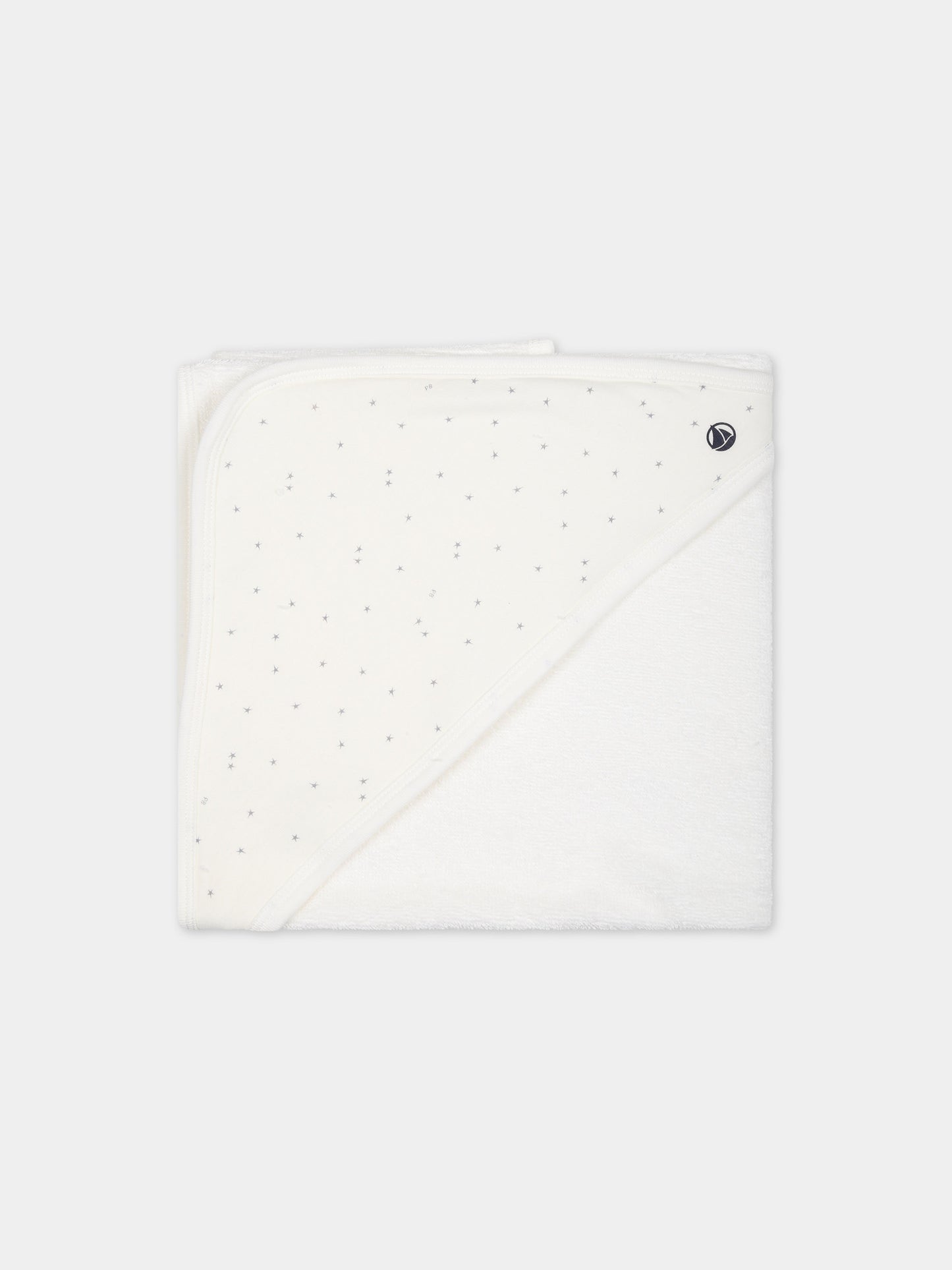 Accappatoio bianco per neonati con stelle,Petit Bateau,A09HE 01 MARSHMALLOW/GRIS