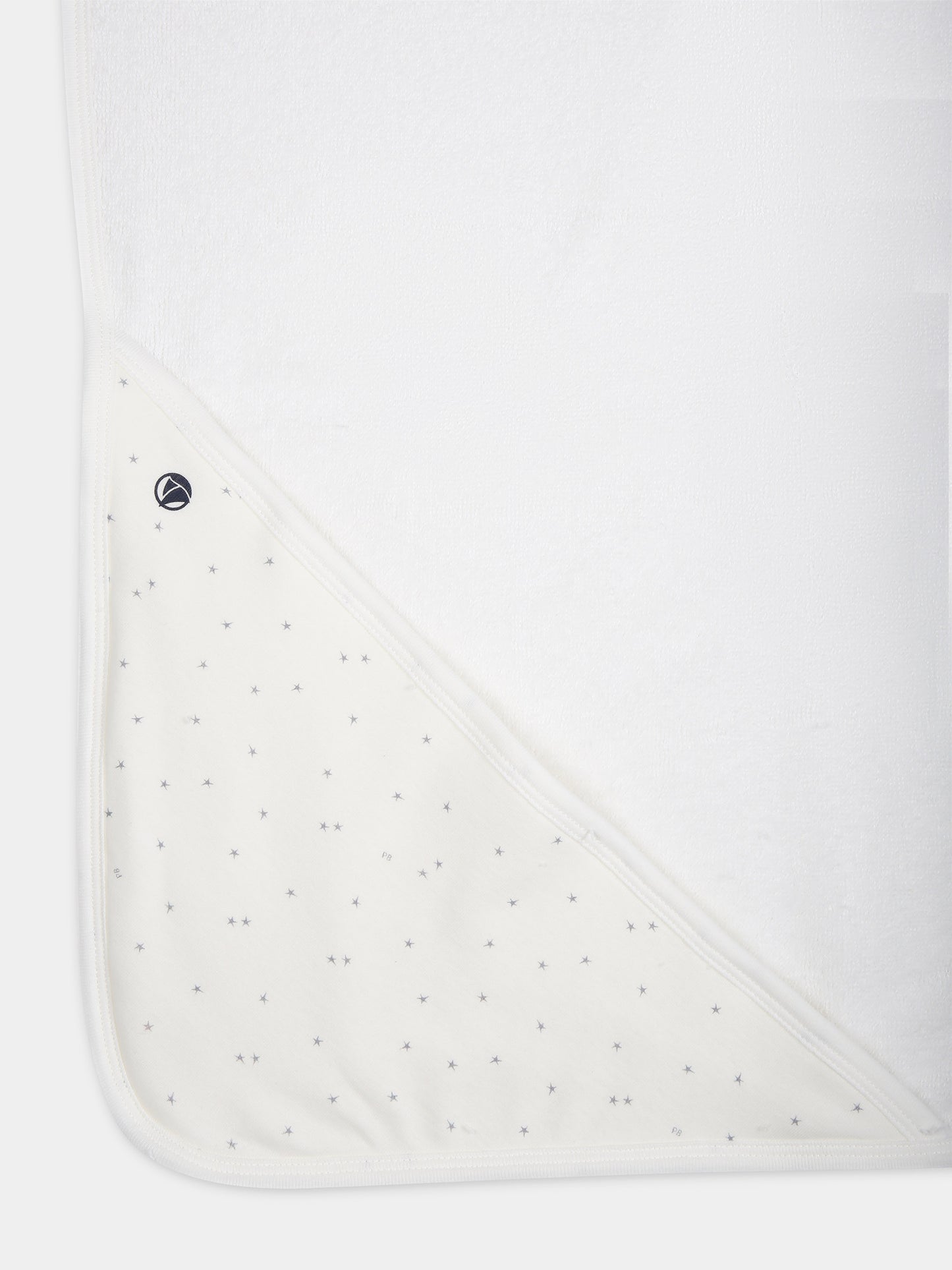 Accappatoio bianco per neonati con stelle,Petit Bateau,A09HE 01 MARSHMALLOW/GRIS