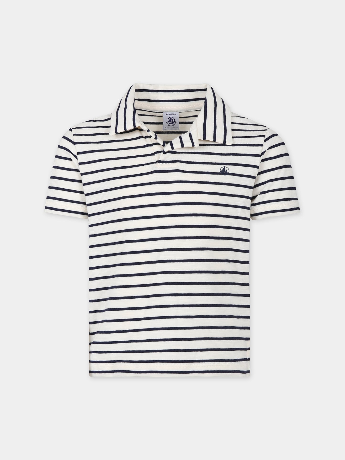 Polo bianca per bambino con righe,Petit Bateau,A09W7 01 AVALANCHE/SMOKING