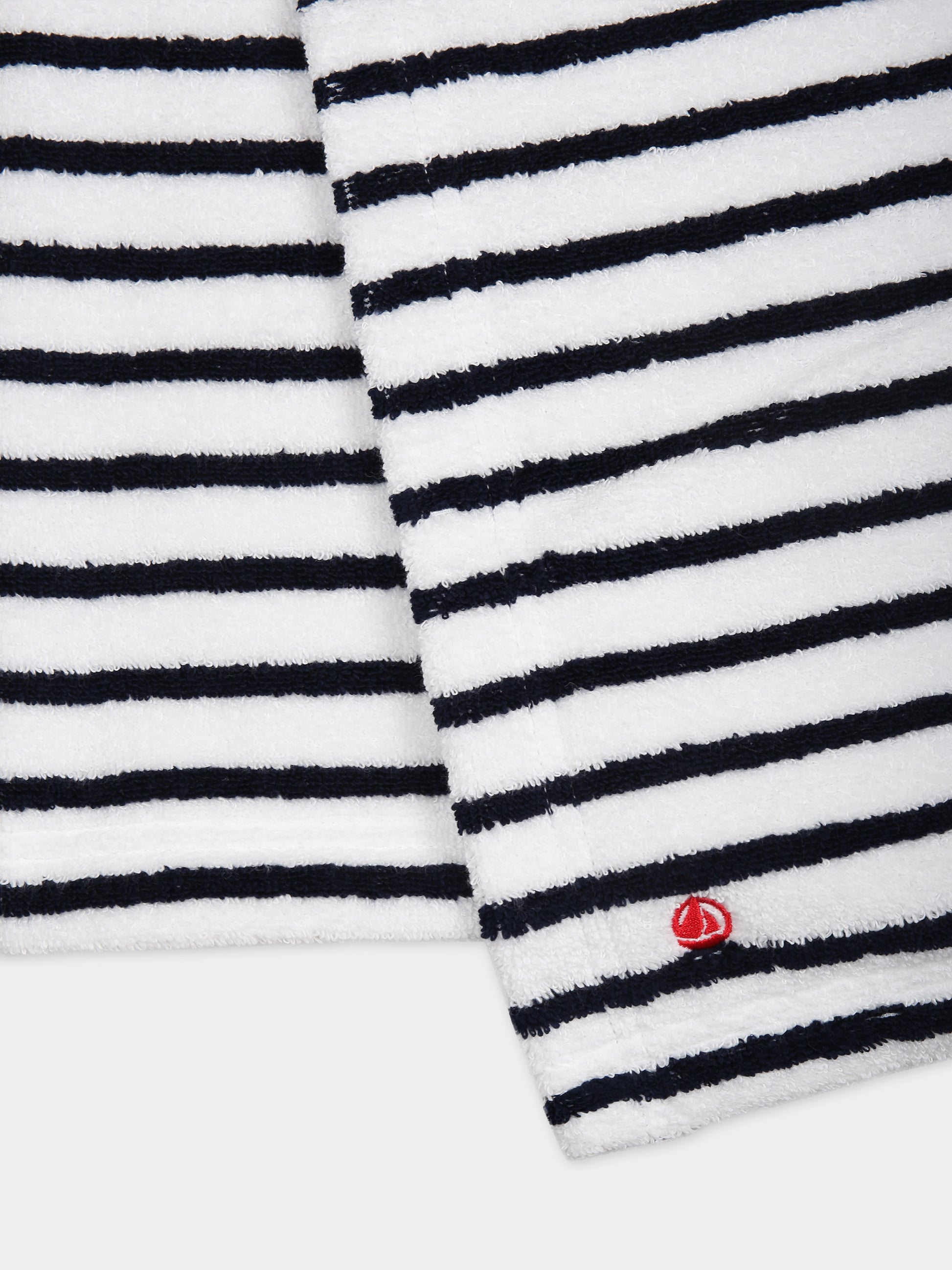 Accappatoio blu per neonato con righe,Petit Bateau,A08AT 86 LAIT/MEDIEVAL