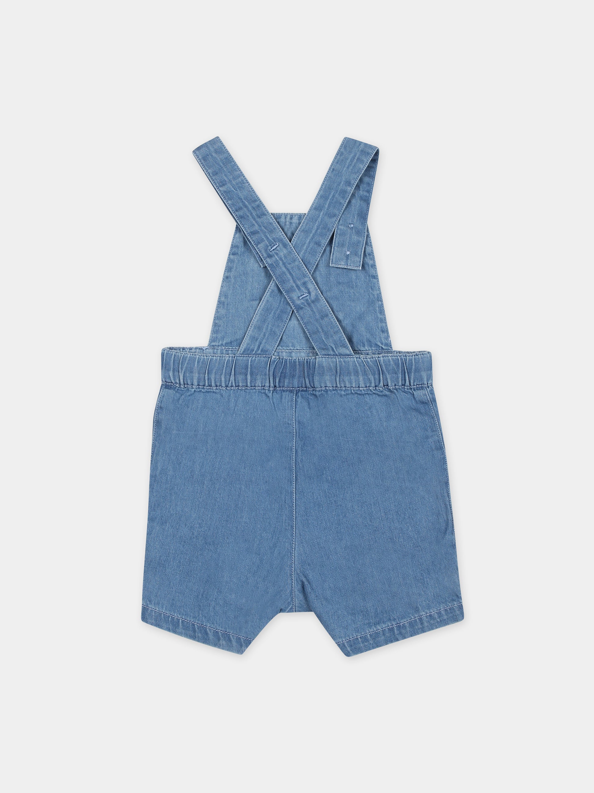 Salopette blu per neonato,Petit Bateau,A09JP 01 DENIM CLAIR