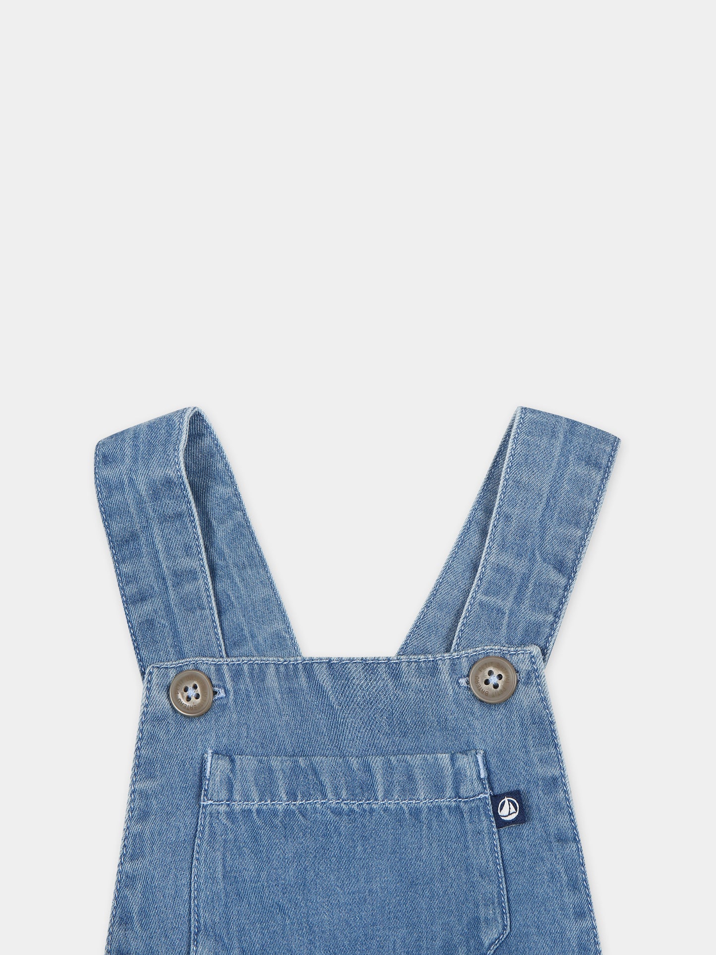 Salopette blu per neonato,Petit Bateau,A09JP 01 DENIM CLAIR