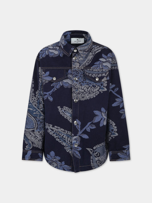 Giubbotto blu per bambini con motivo paisley,Etro,GU2P10 D0082 621BC