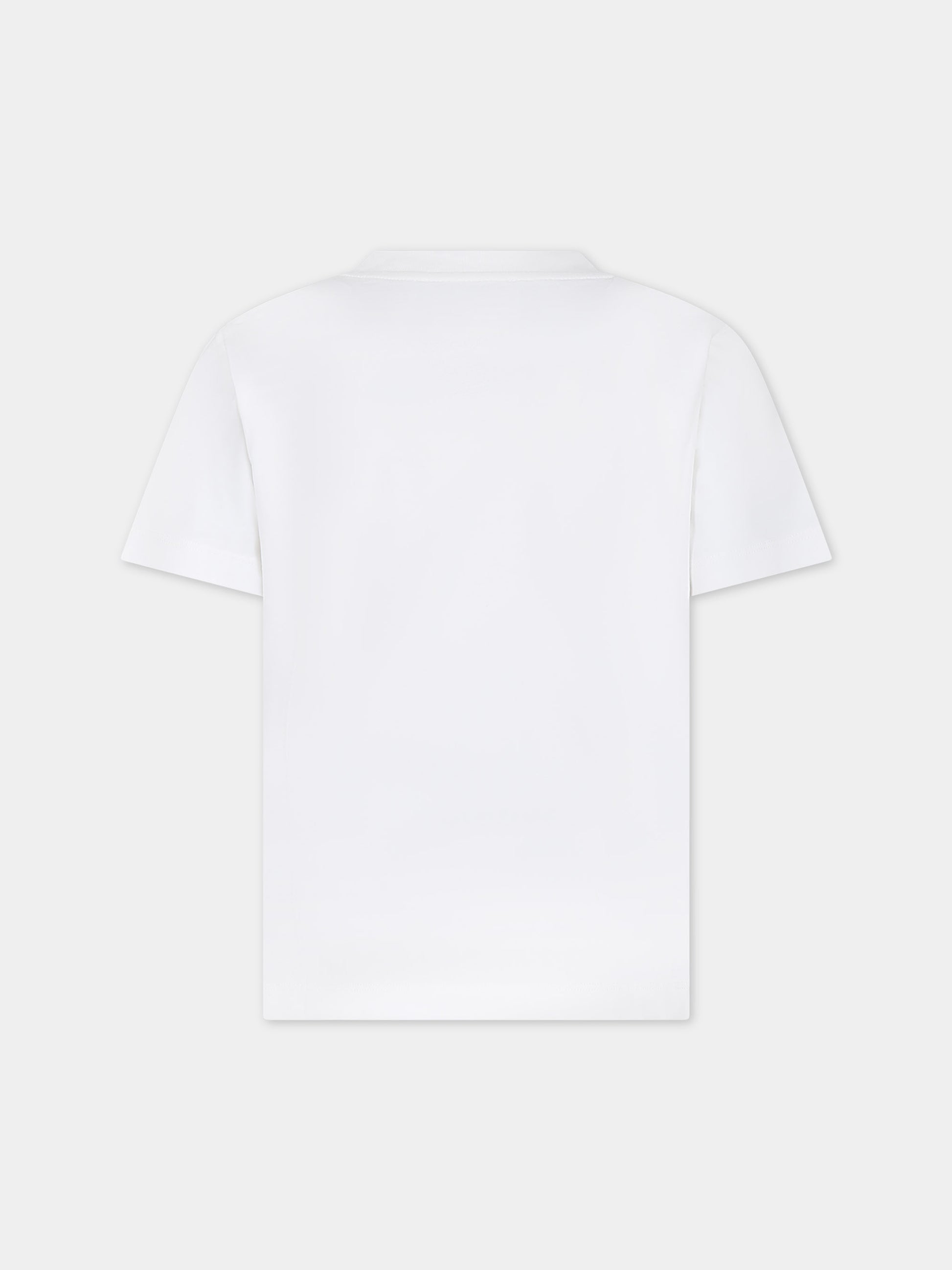 T-shirt bianca per bambini con logo e motivo paisley,Etro,GU8P21 Z2081 101VE