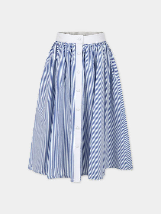 Gonna celeste per bambina con logo,Philosophy,PFGO007 C CR008 D053