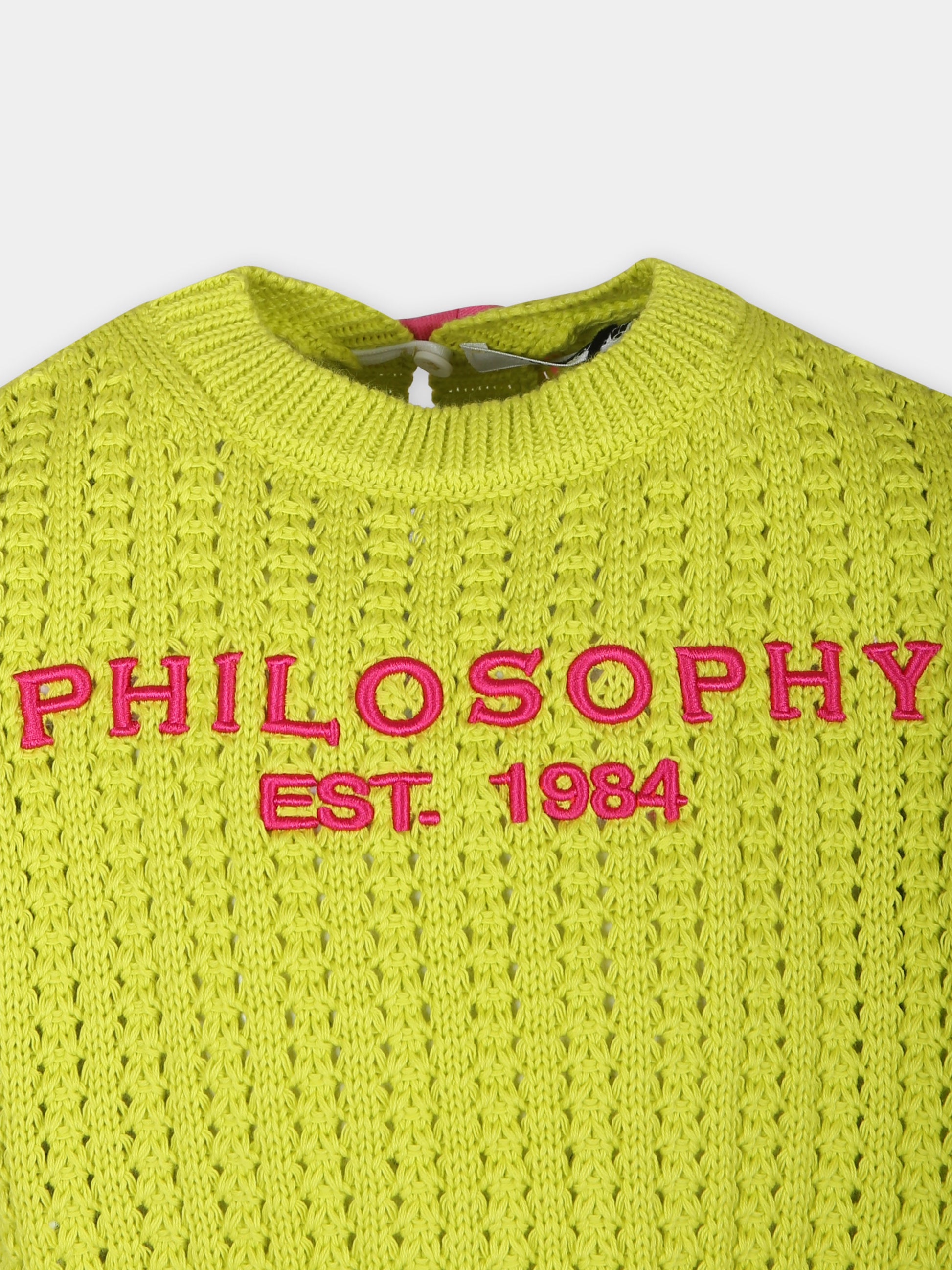 Maglia gilet gialla per bambina con logo,Philosophy,PFMA020 C FL001 1061