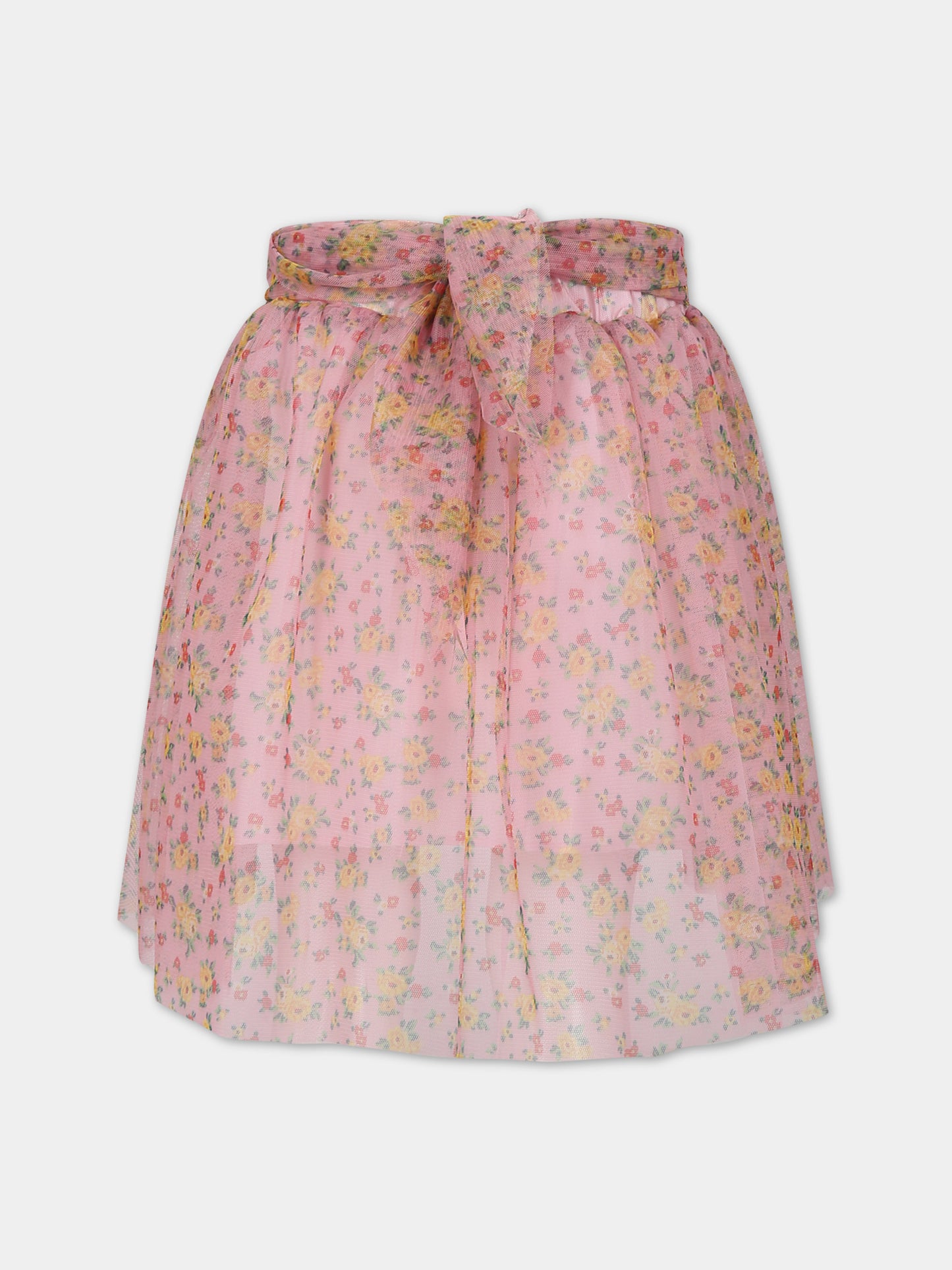 Gonna rosa per bambina con stampa fiori,Philosophy,PFGO013 0 TU089 D999